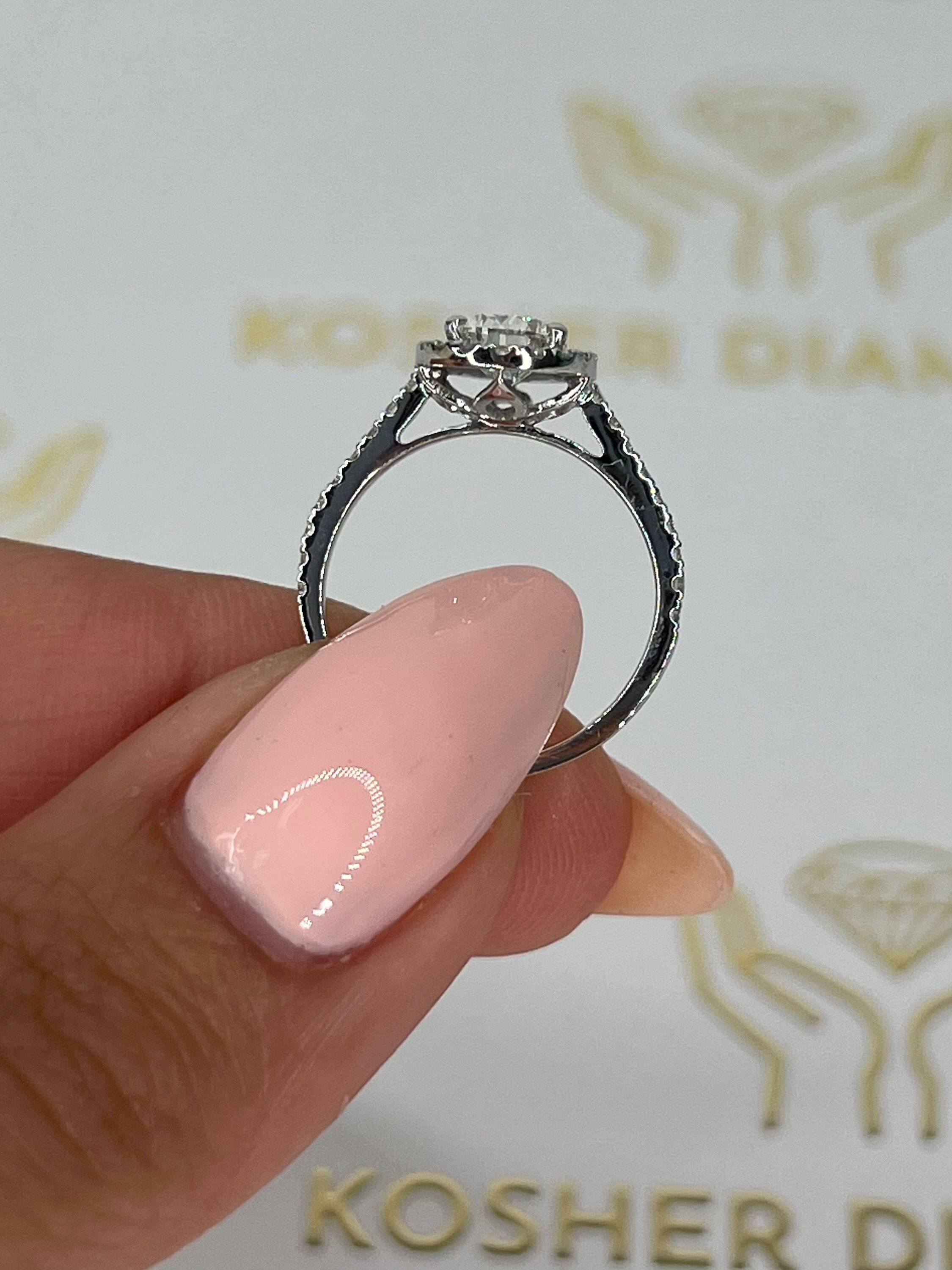 1.3 Carat Pear Cut Diamond Halo Engagement Ring