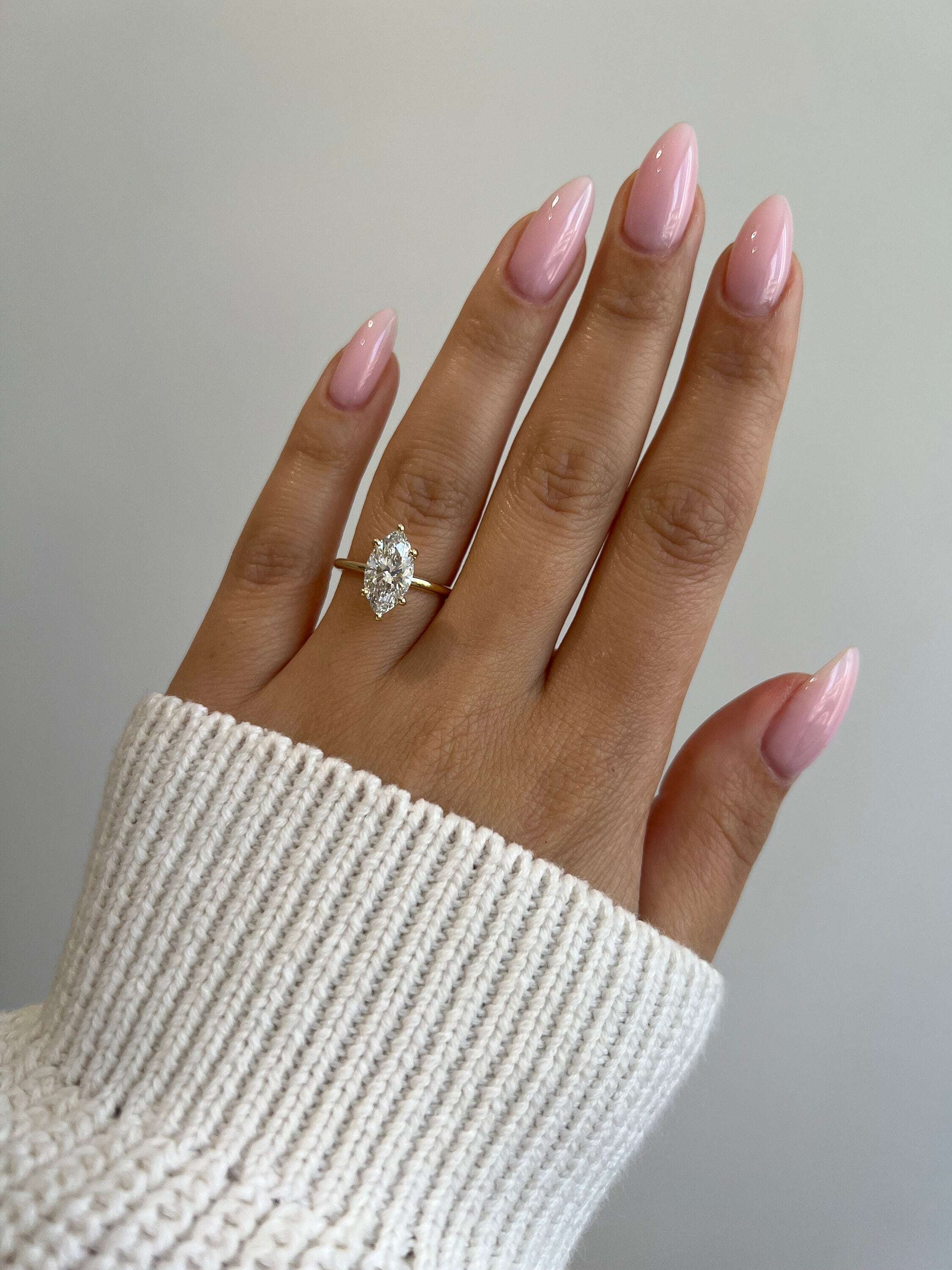 2 Carat Marquise Excellent Cut Diamond Solitaire Engagement Ring