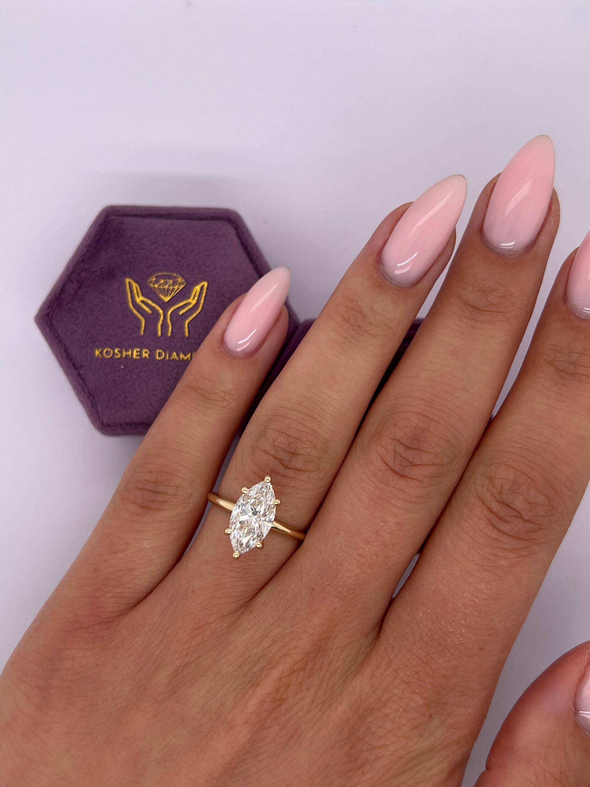 2 Carat Marquise Excellent Cut Diamond Solitaire Engagement Ring
