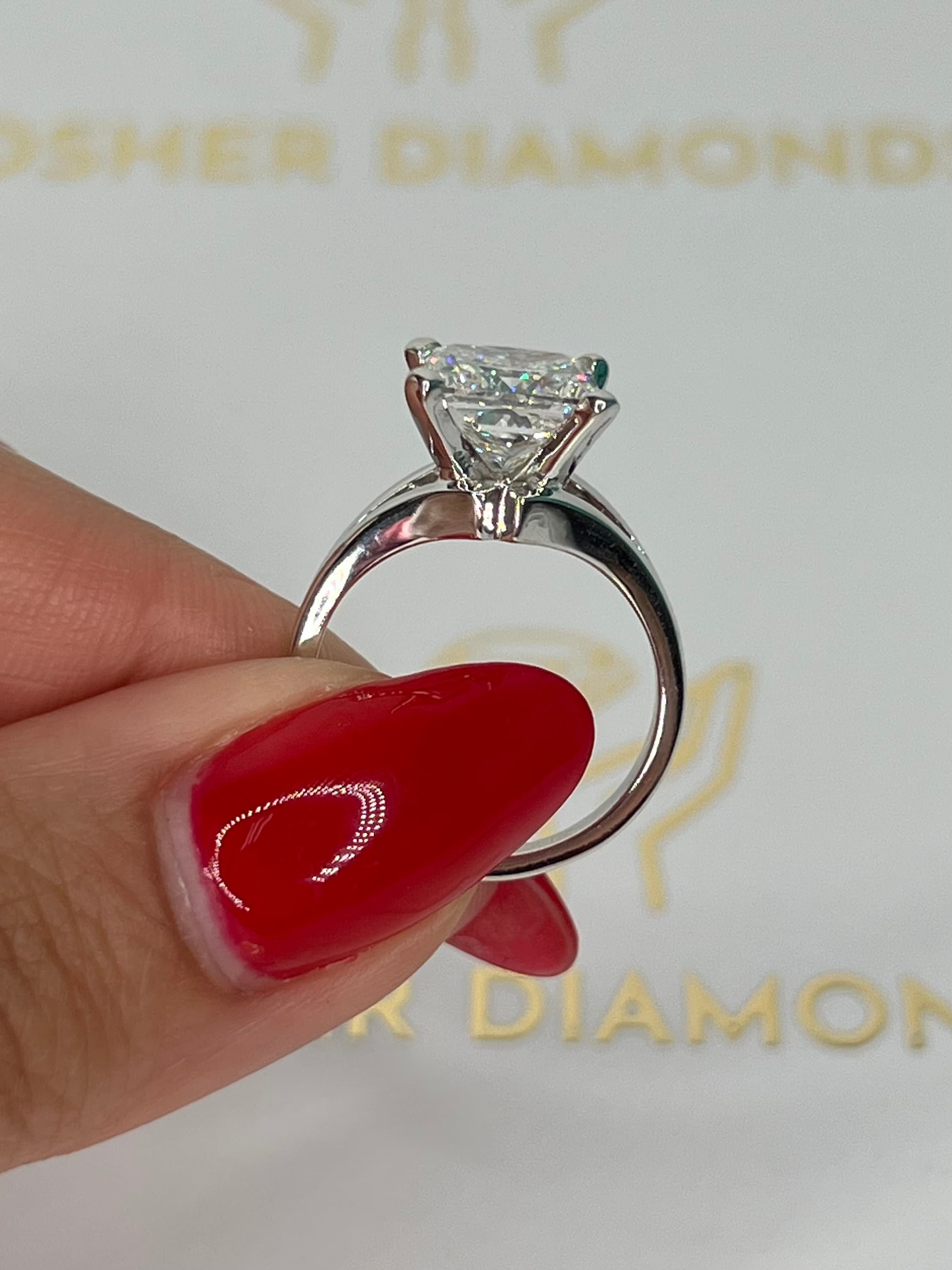 3 Carat Princess Excellent Cut Stylish Solitaire Diamond Engagement Ring