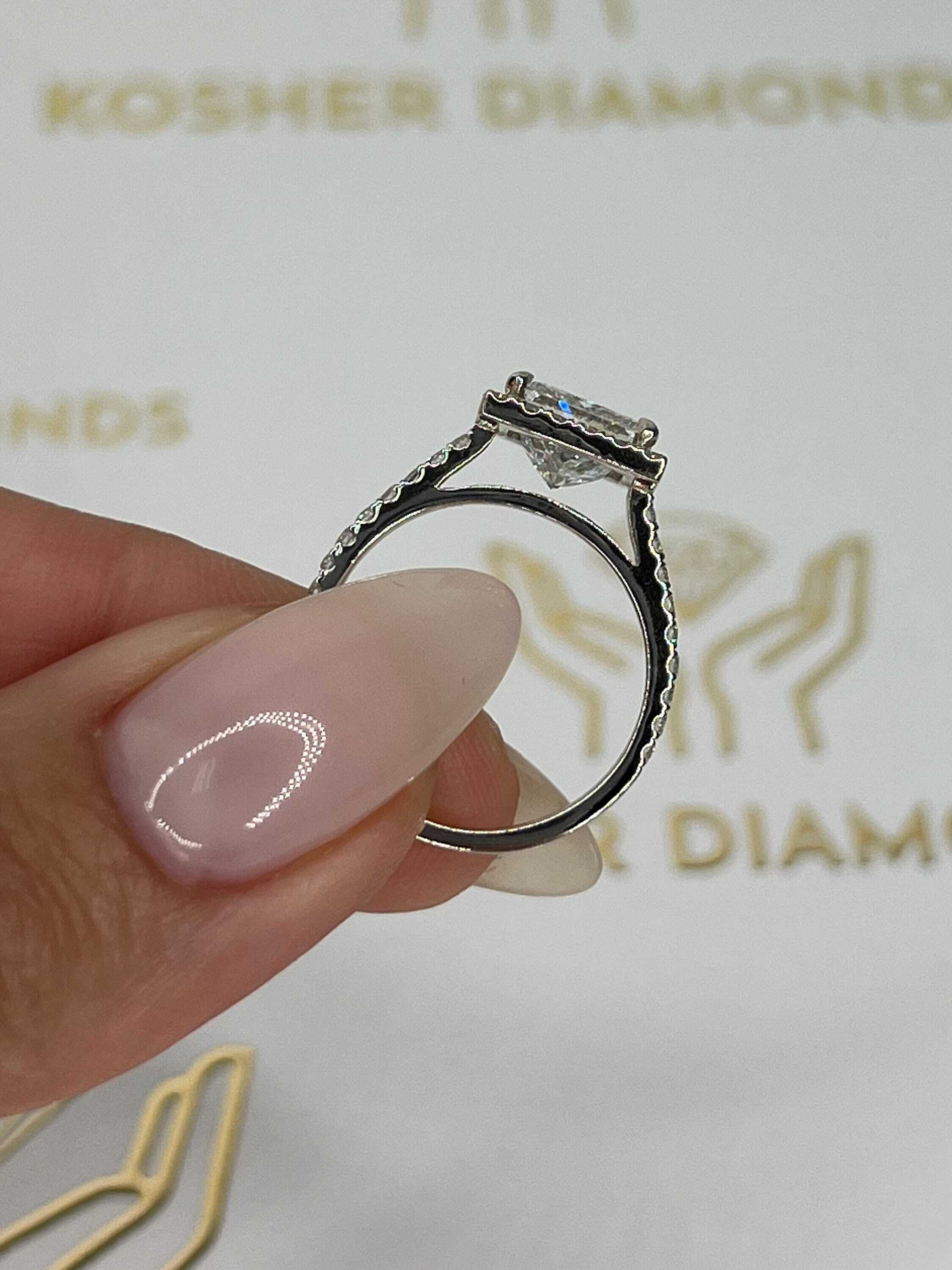 2.5 Carat Princess Excellent Cut Diamond Halo Engagement Ring