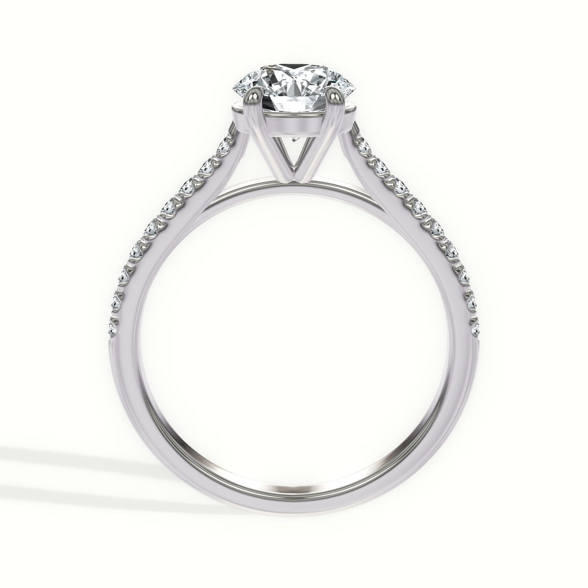 Classic Cathedral Pavé Diamond Engagement Ring