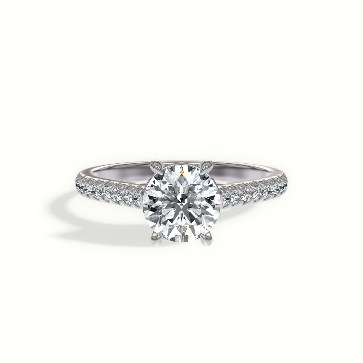 Classic Cathedral Pavé Diamond Engagement Ring