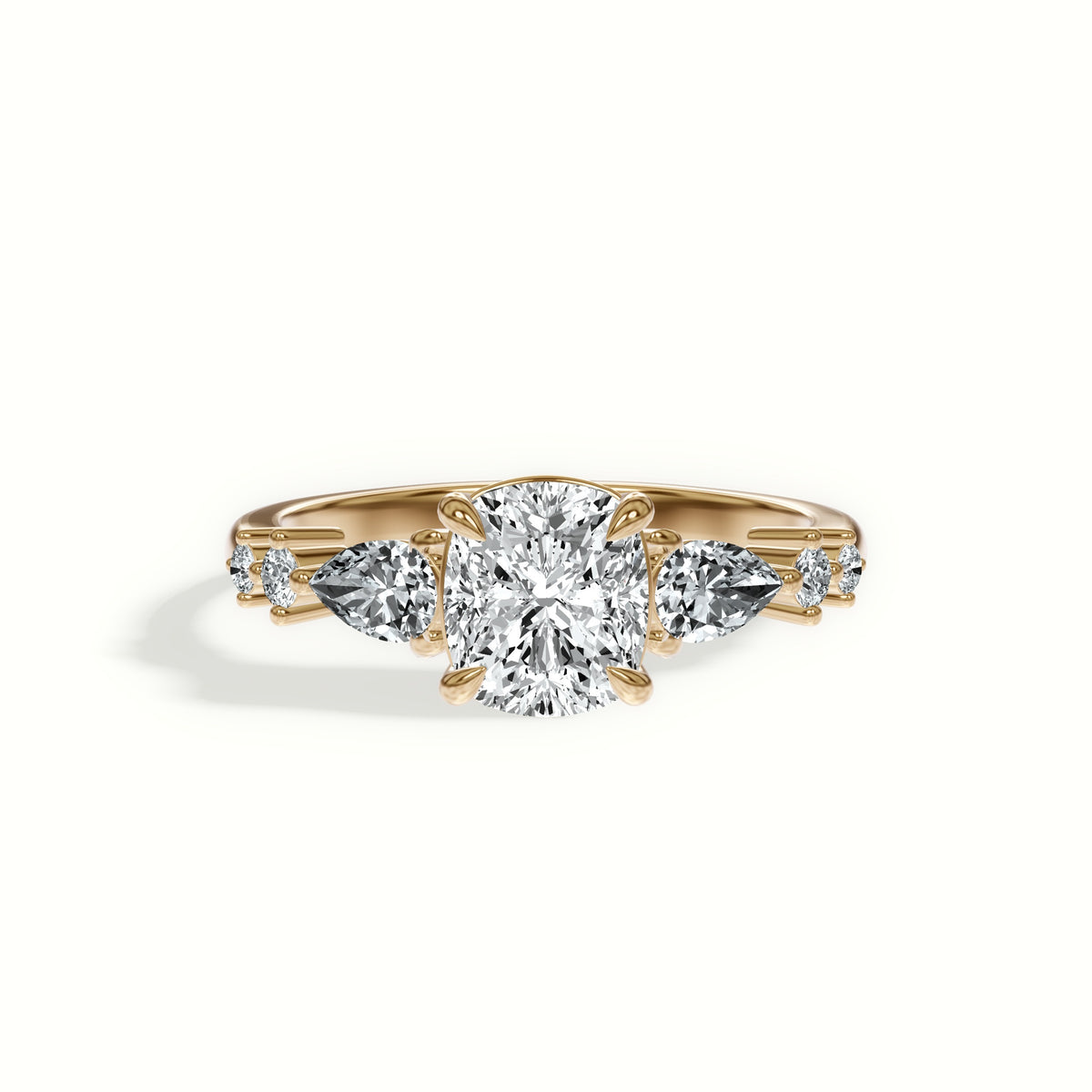 Cascading Pear and Round Diamond Engagement Ring