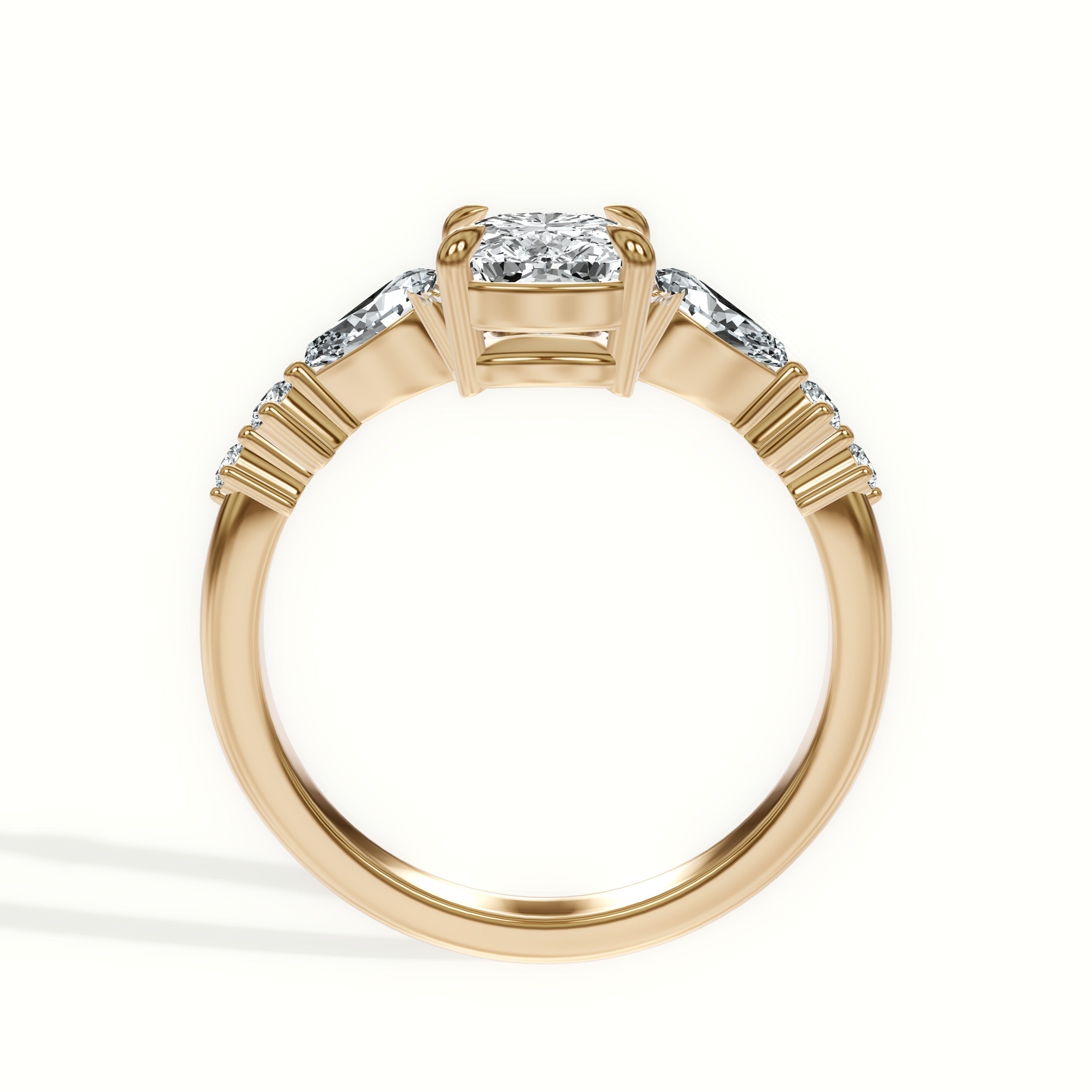 Cascading Pear and Round Diamond Engagement Ring