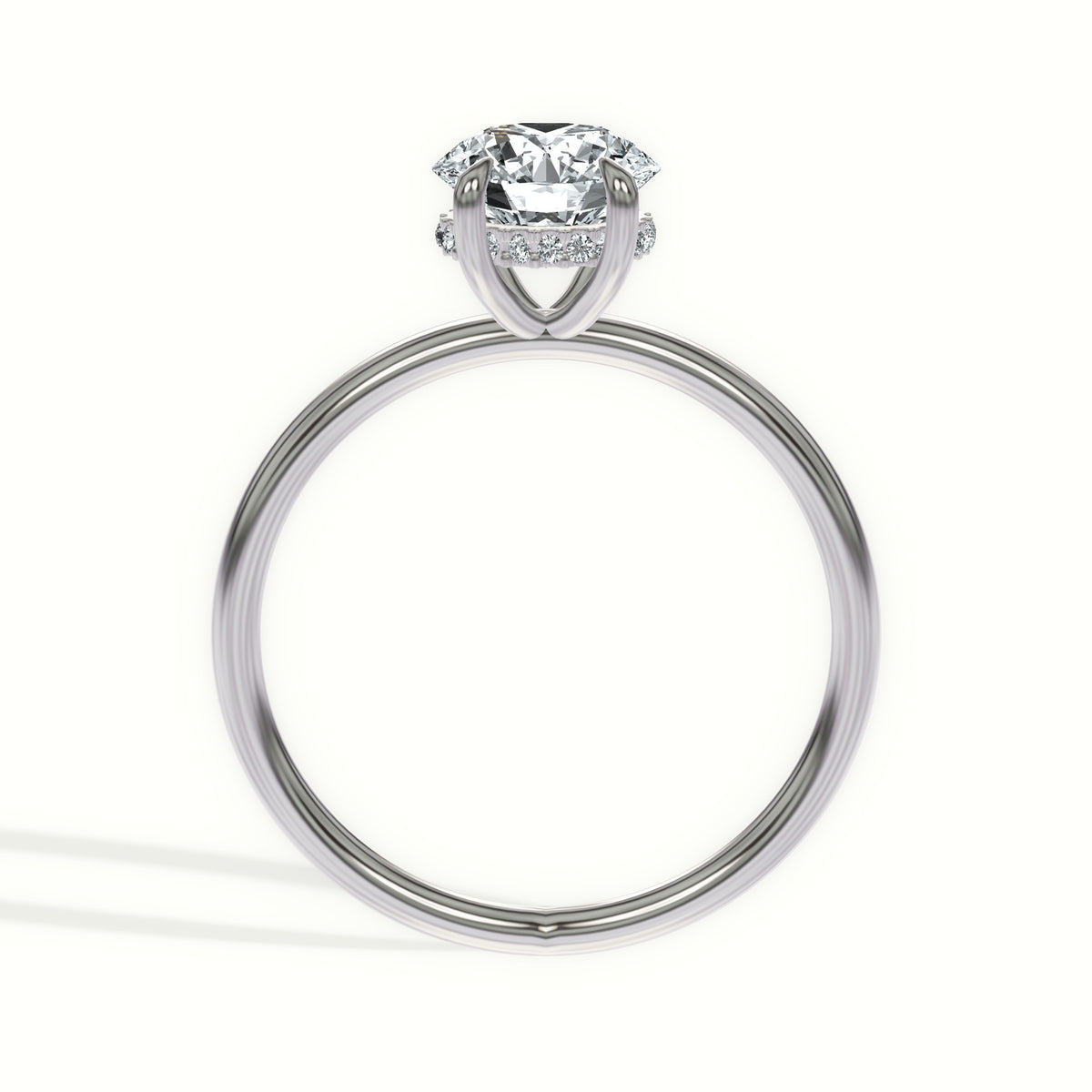 Classic Solitaire 4-Prong Engagement Ring with Hidden Halo