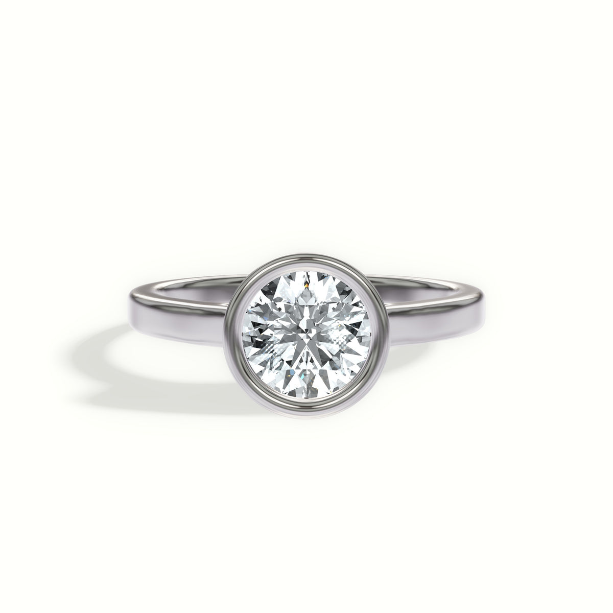 Solitaire Bezel Set Diamond Engagement Ring