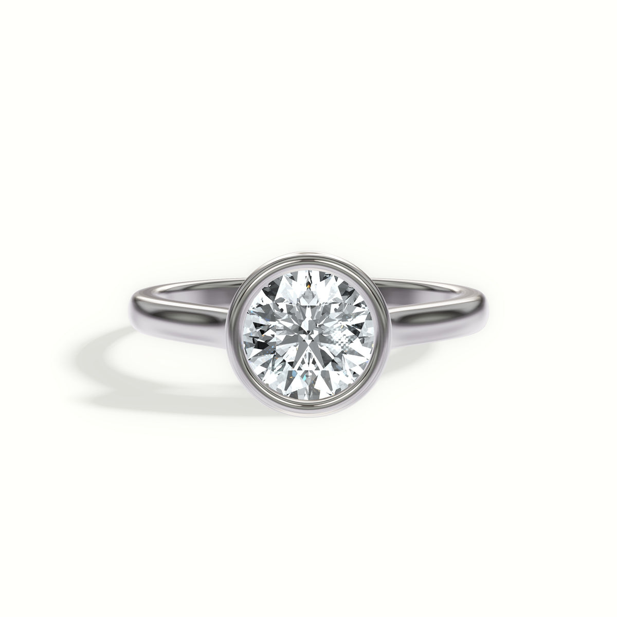 Classic Bezel Set Cathedral Solitaire Engagement Ring