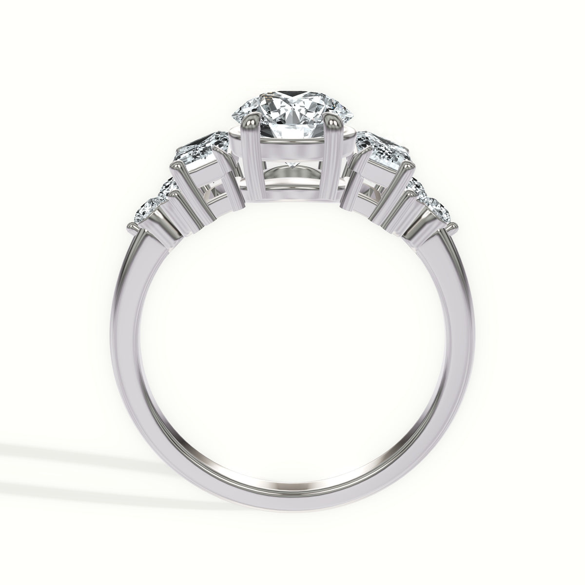 Emerald and Round Diamond Cluster Engagement Ring