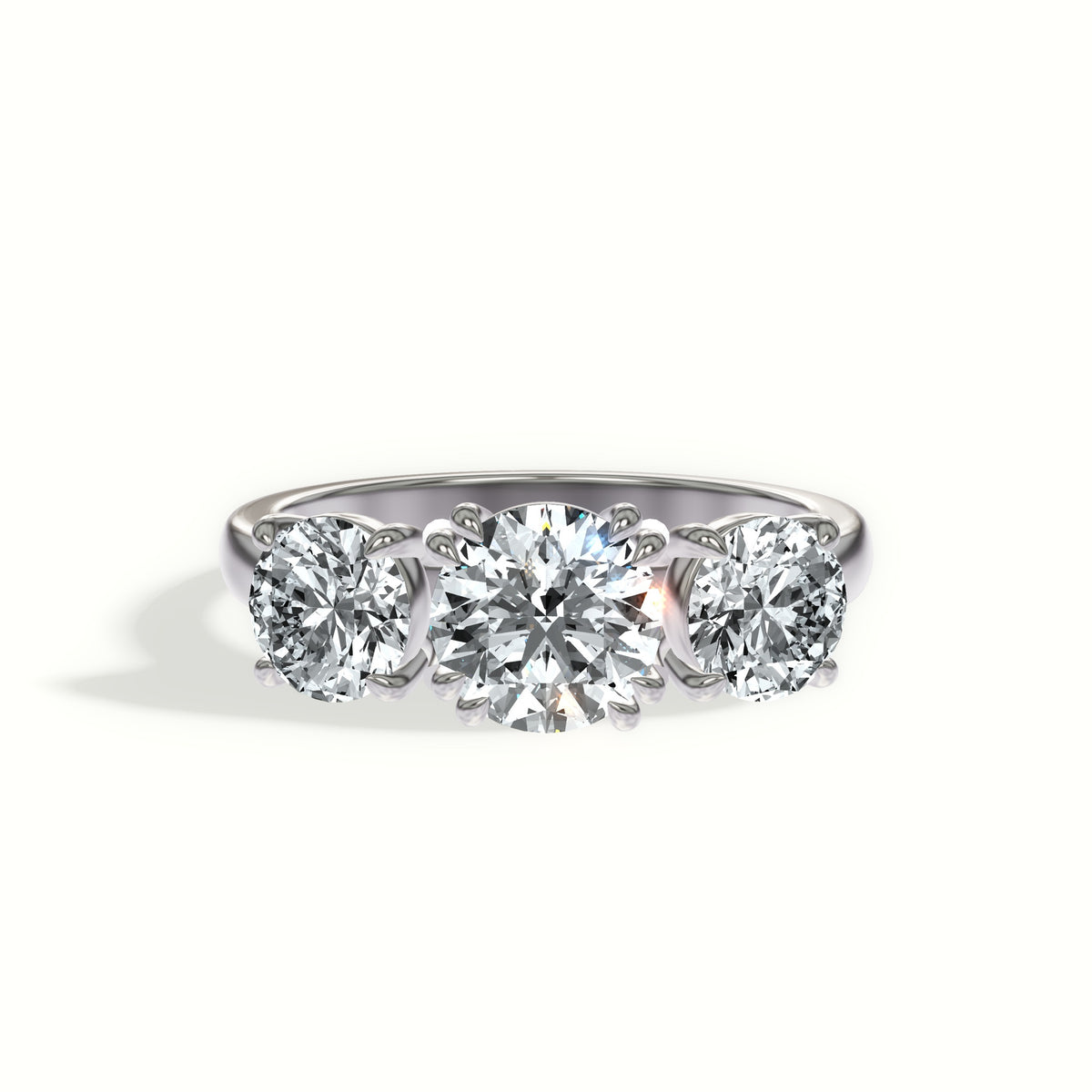 Classic Round Three Stone Engagement Ring