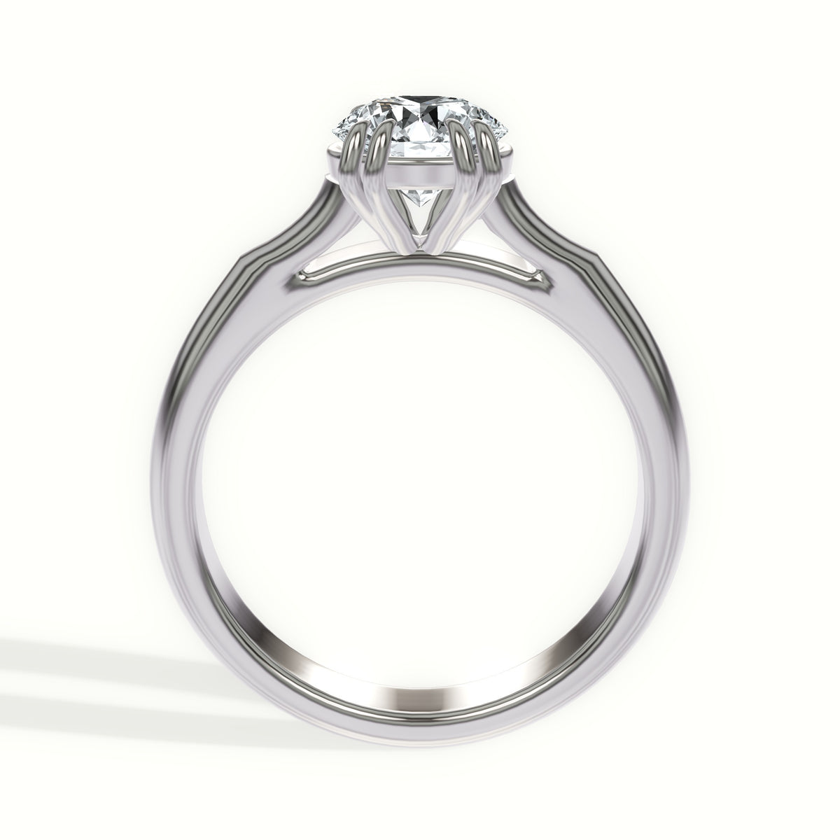 Solitaire Cathedral Double Claw Prong Engagement Ring