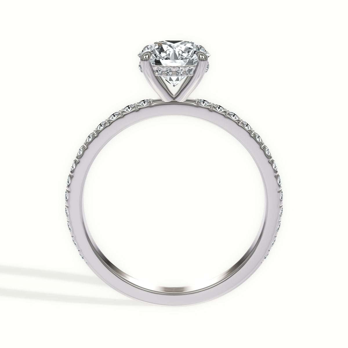 Pavé Diamond Hidden Halo Engagement Ring
