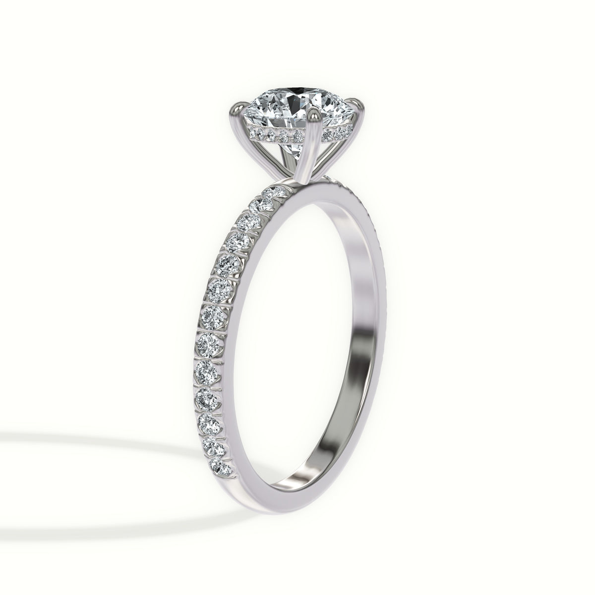 Pavé Diamond Hidden Halo Engagement Ring