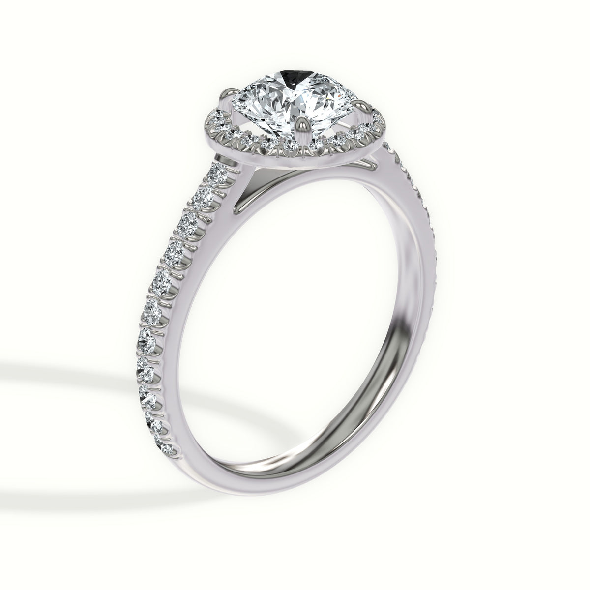 Floating Halo Cathedral Pavé Engagement Ring