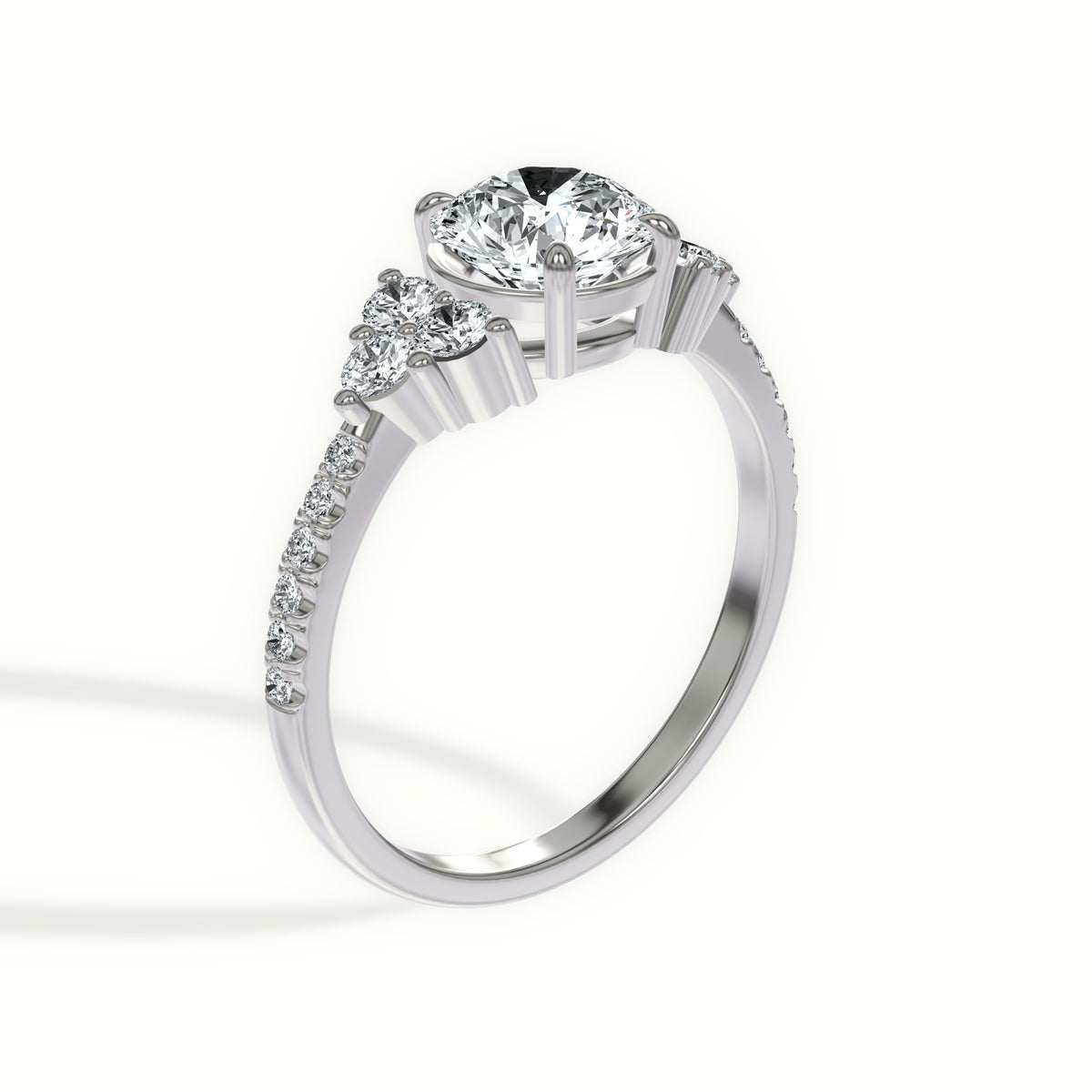 Triad Cluster Pavé Diamond Engagement Ring