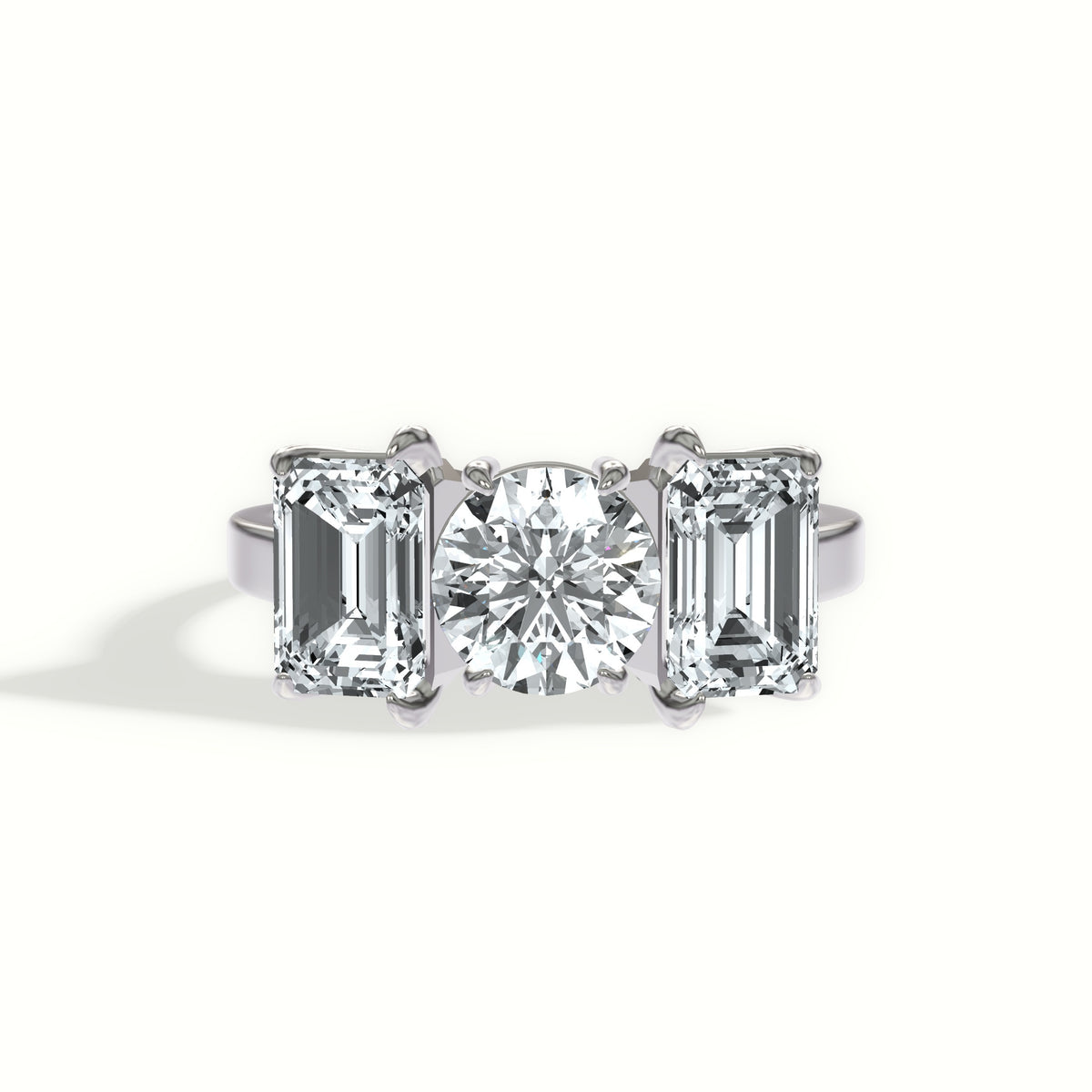 Classic Emerald Three Stone Engagement Ring