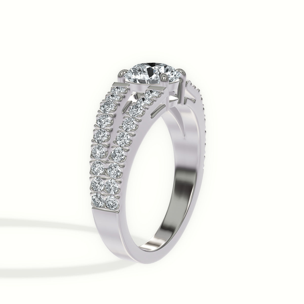 Open Split Shank Pavé Diamond Engagement Ring