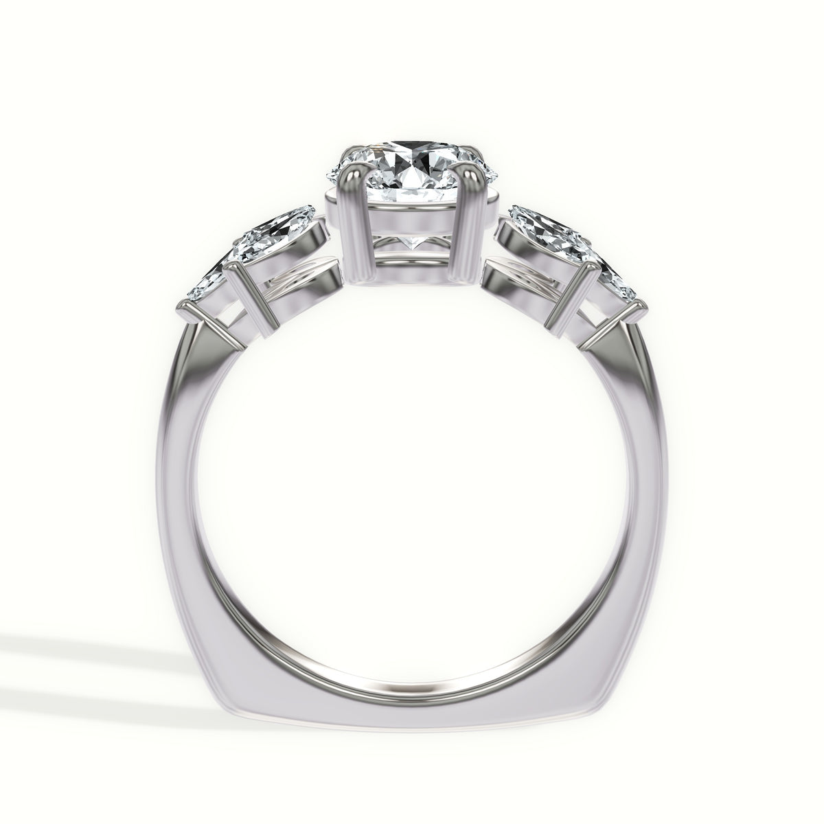 Floral Marquise Accent Engagement Ring