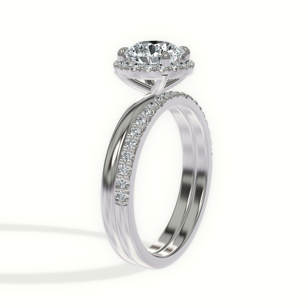 Classic Halo Pavé Diamond Bridal Set