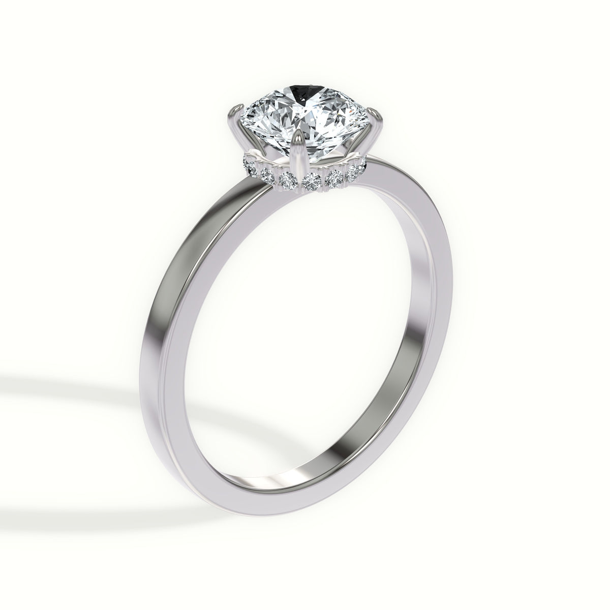 Classic Hidden Halo Solitaire Diamond Engagement Ring