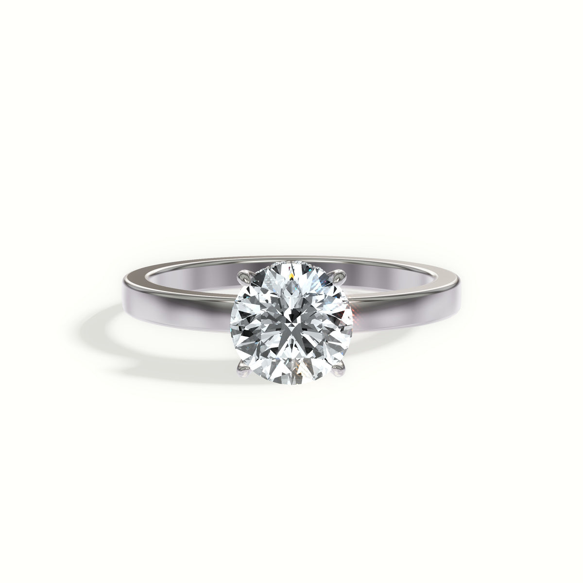 Classic Hidden Halo Solitaire Diamond Engagement Ring