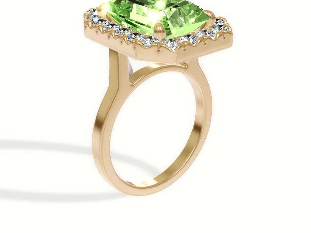 7.25 Carat Total Fancy Vivid Green Color Radiant Cut Diamond Halo Engagement Ring