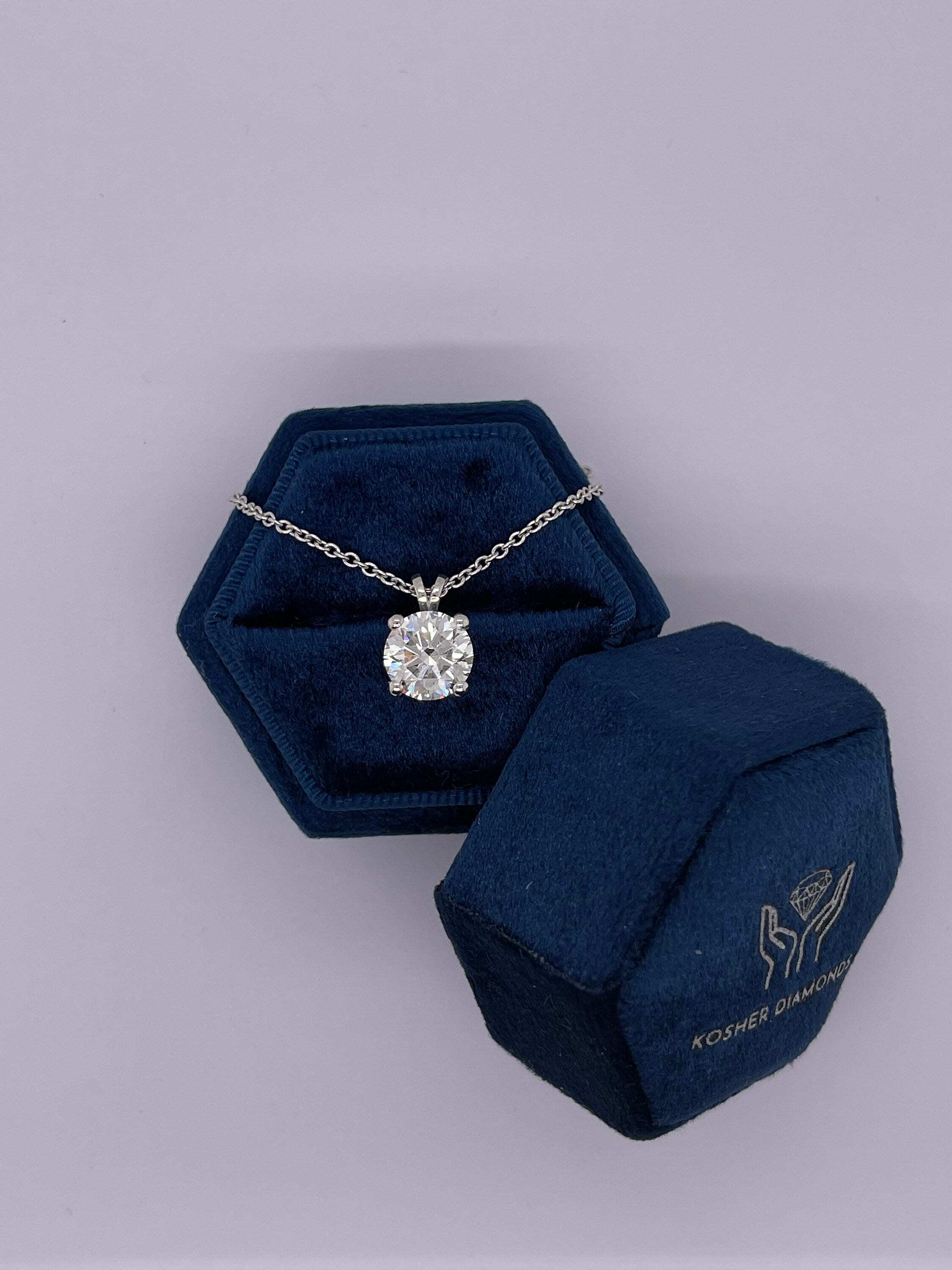 3 Carat Round Brilliant Excellent Cut Diamond Solitaire Pendant