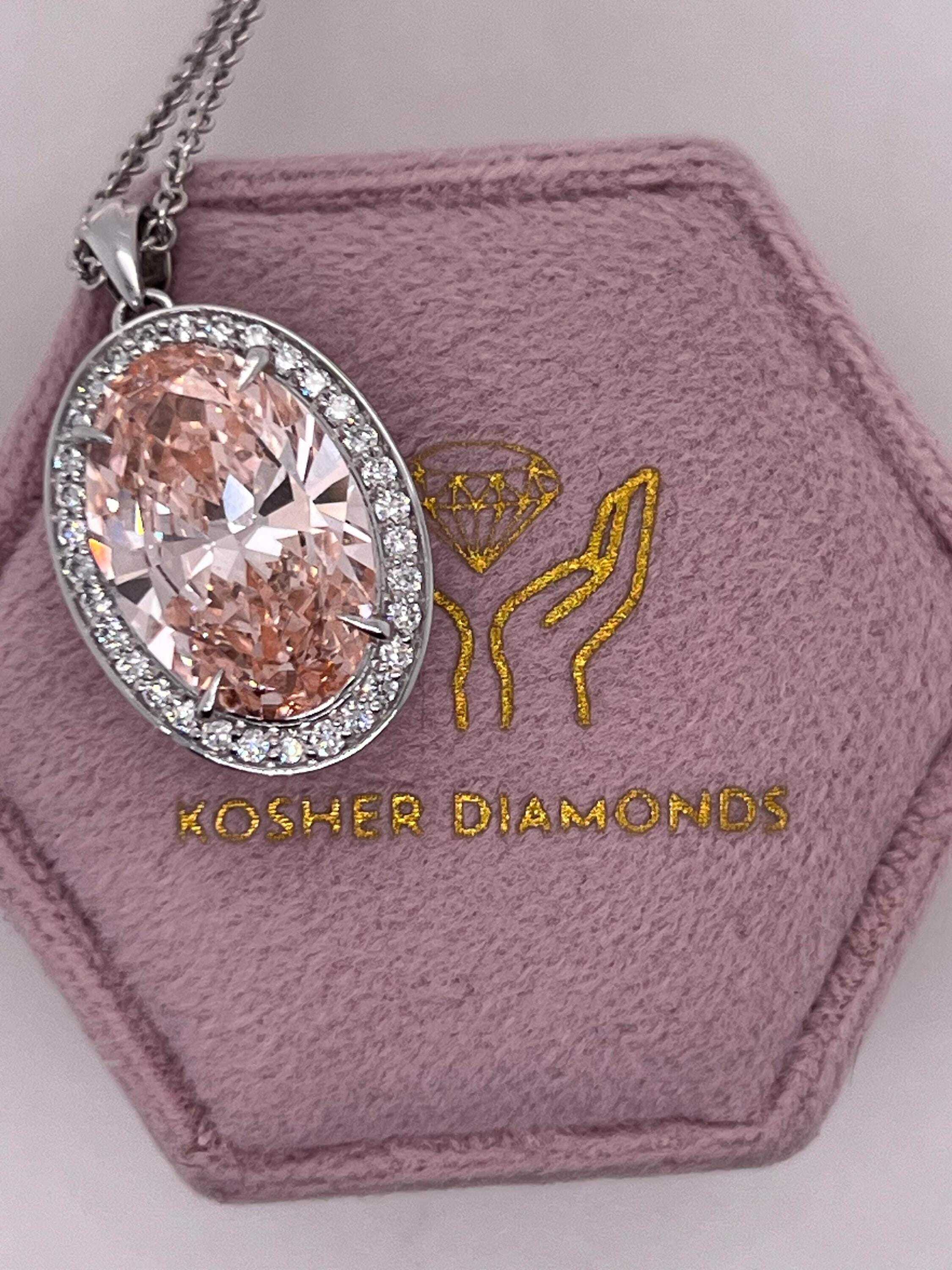 7.25 Carat Fancy Vivid Pink Color Oval Cut Diamond Halo Pendant