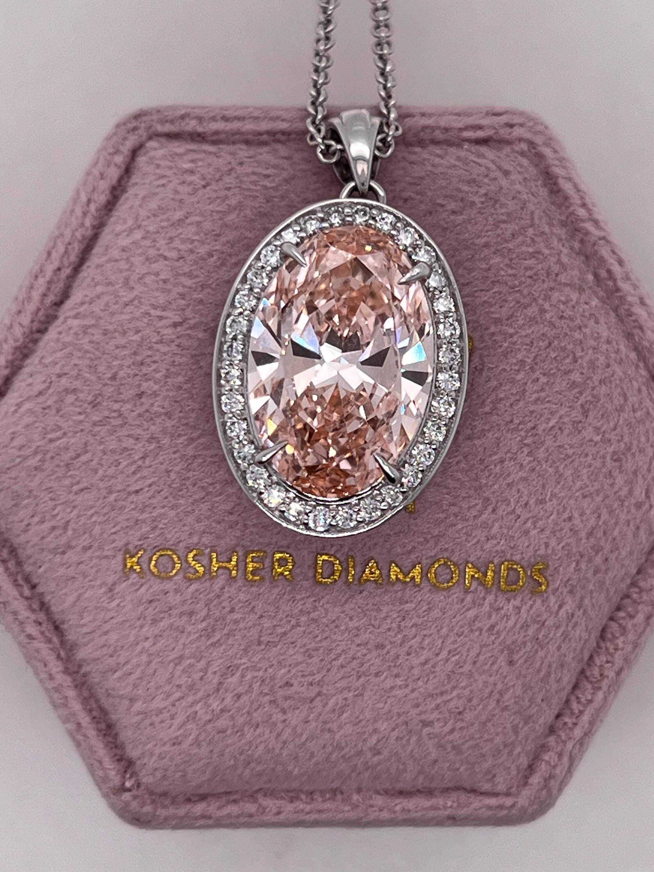 7.25 Carat Fancy Vivid Pink Color Oval Cut Diamond Halo Pendant