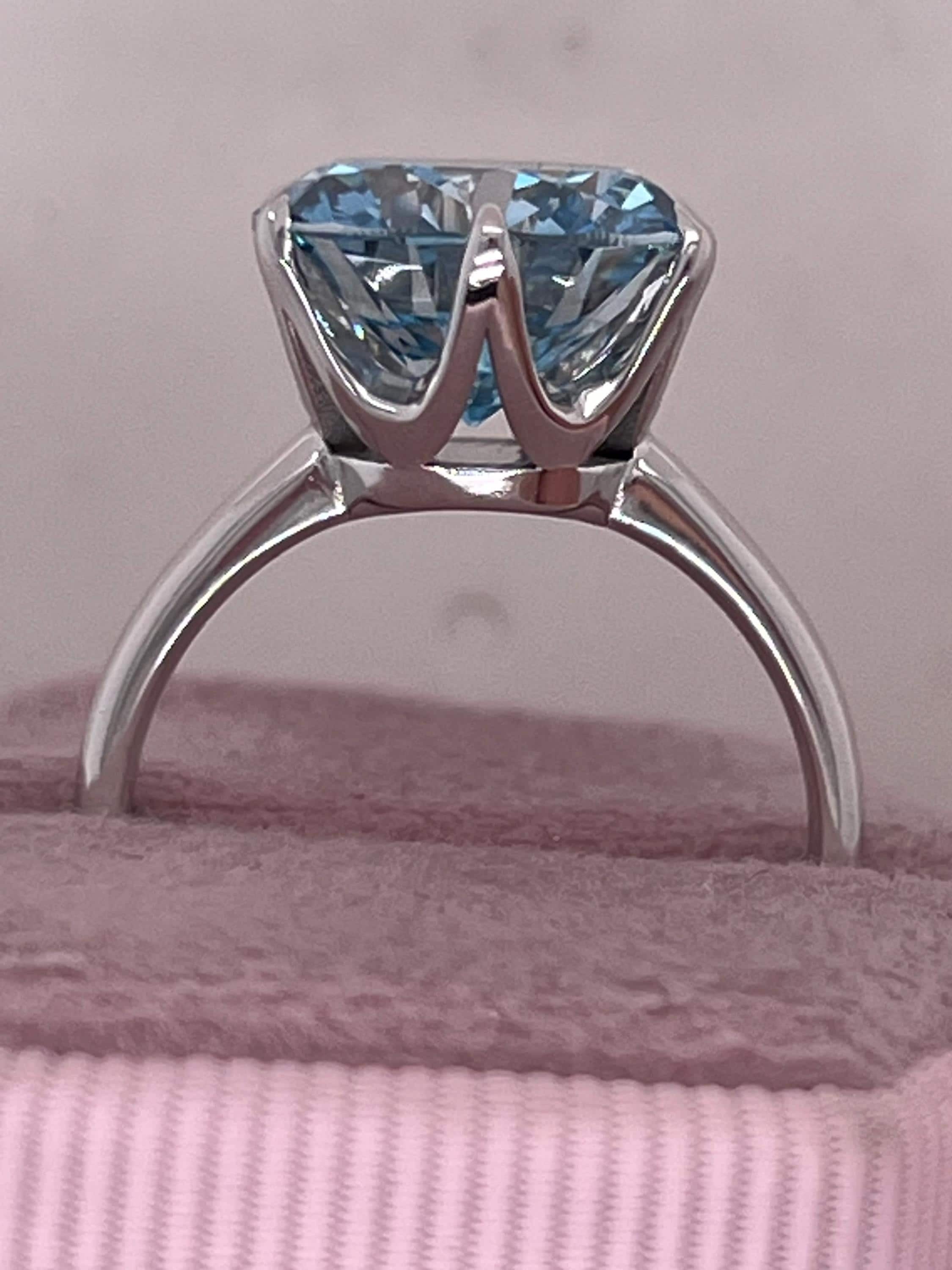 5.5 Carat Fancy Vivid Blue Color Round Ideal Cut Diamond Solitaire Engagement Ring