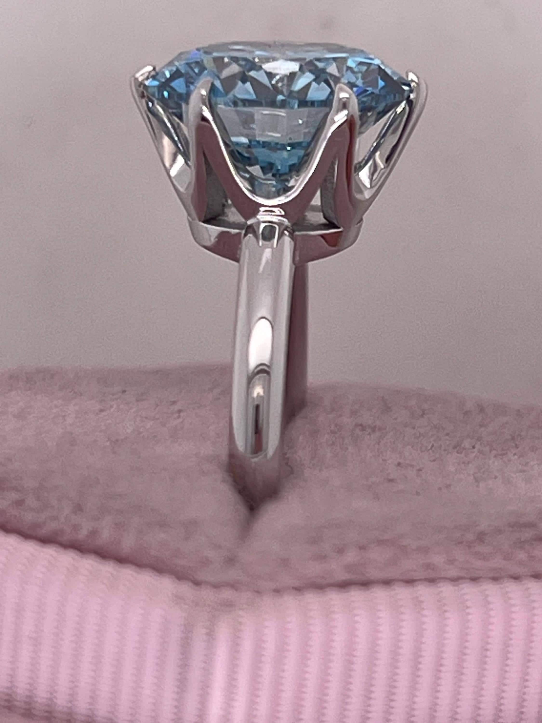 5.5 Carat Fancy Vivid Blue Color Round Ideal Cut Diamond Solitaire Engagement Ring