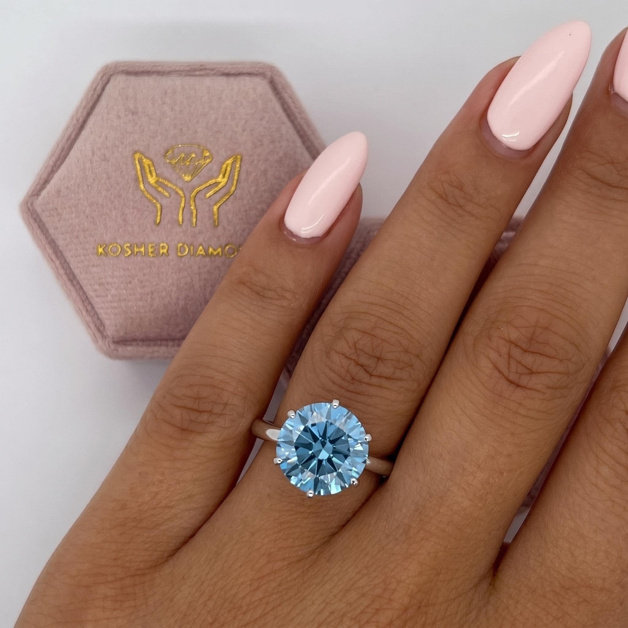 5.5 Carat Fancy Vivid Blue Color Round Ideal Cut Diamond Solitaire Engagement Ring