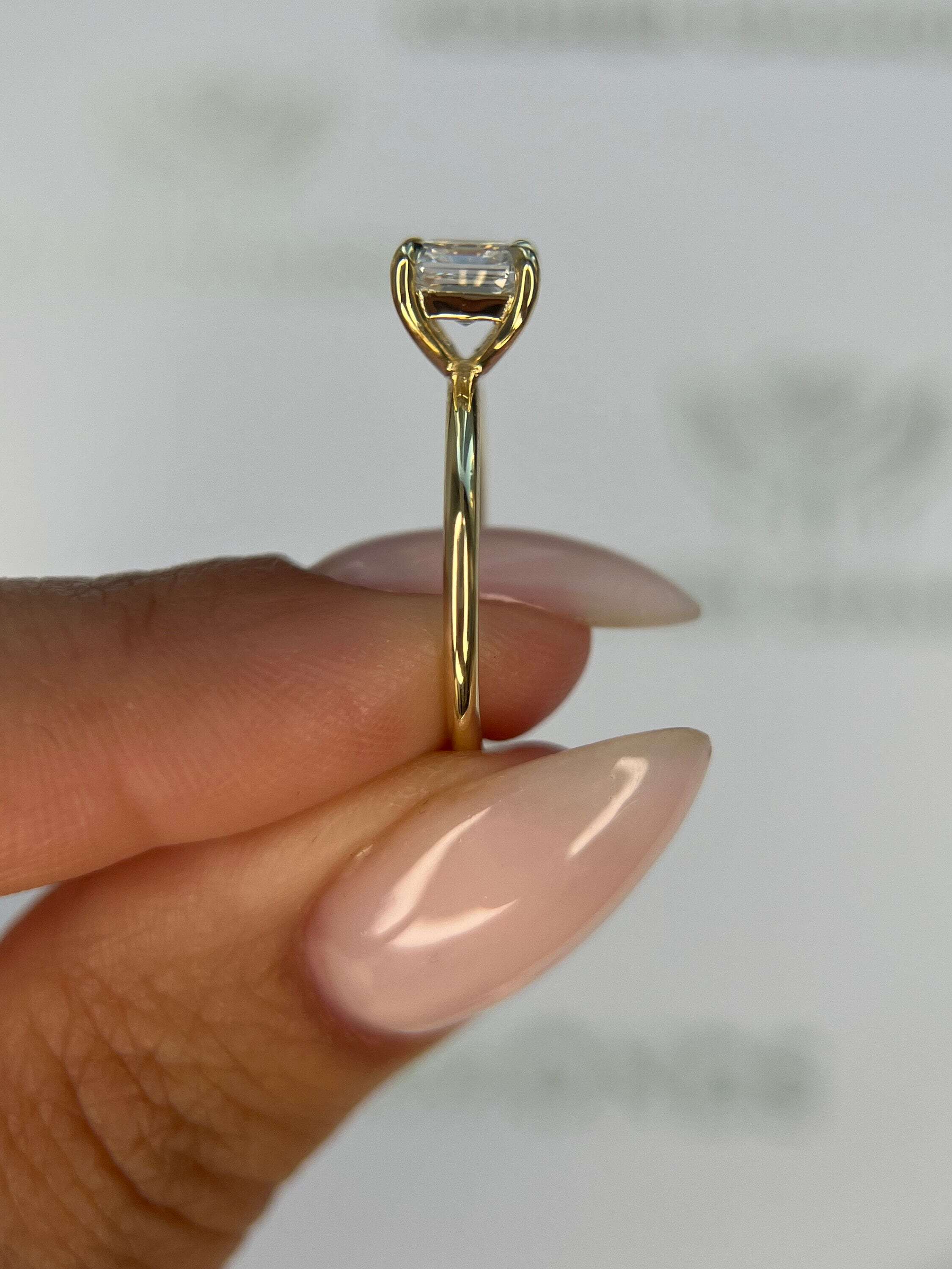 1 Carat Asscher Cut Diamond Solitaire Engagement Ring
