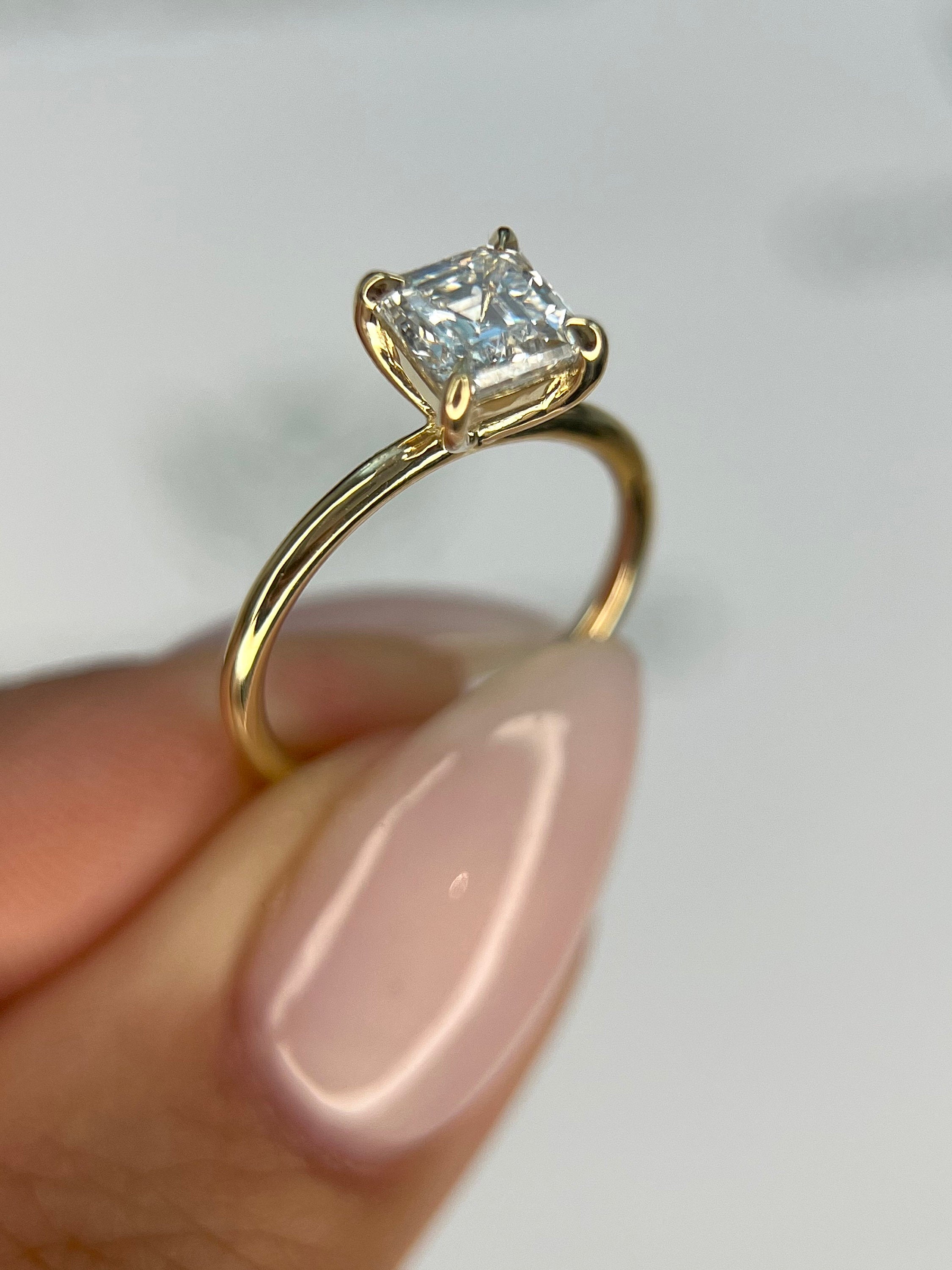 1 Carat Asscher Cut Diamond Solitaire Engagement Ring