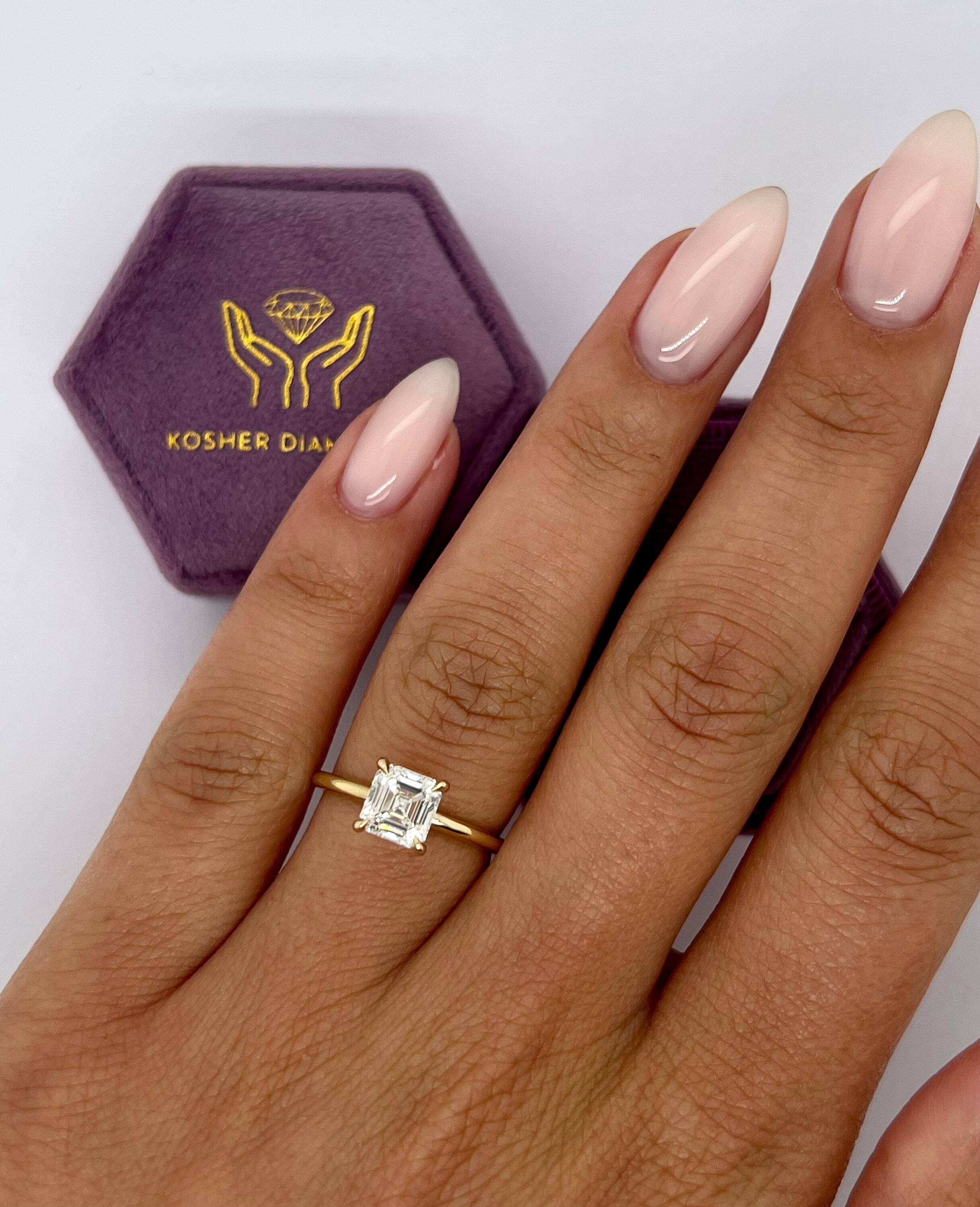 1 Carat Asscher Cut Diamond Solitaire Engagement Ring