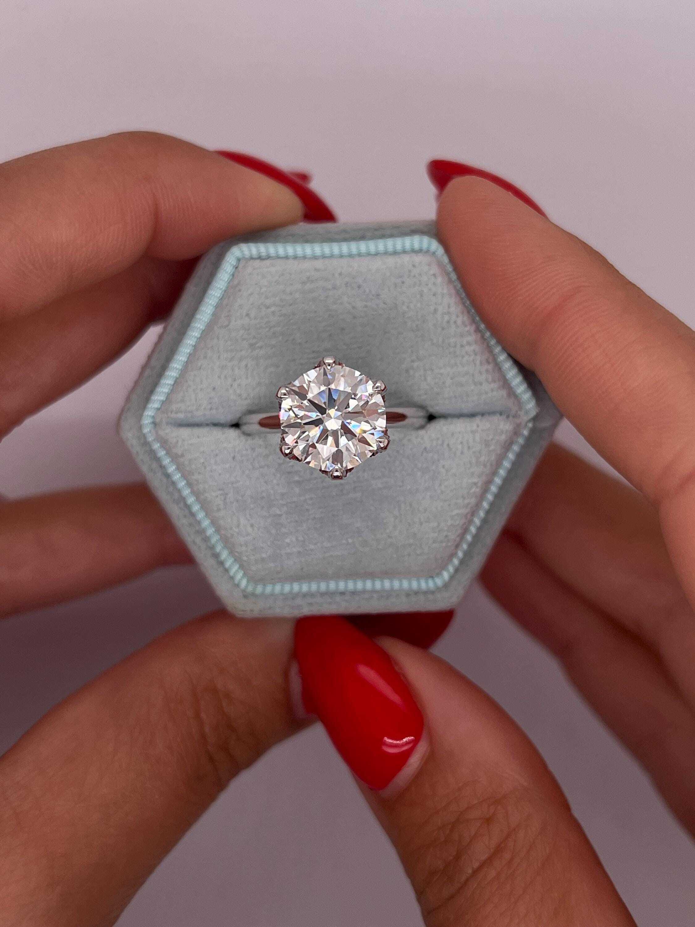 Tulip Design 4.3 Carat Round Ideal Cut Diamond Engagement Ring Diamonds on Prongs and Bridge