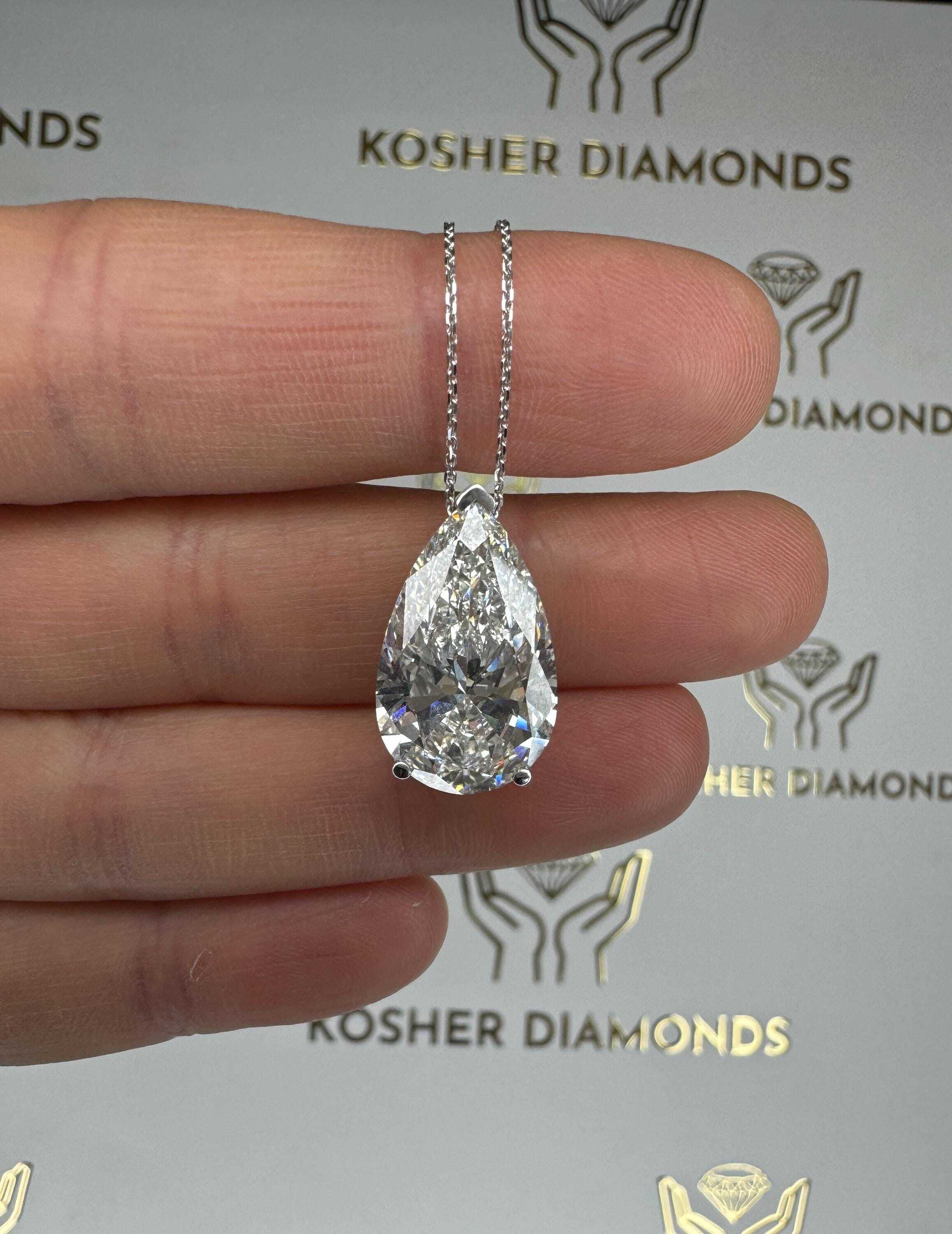 10 Carat F Color VVS2 Clarity Pear Cut Diamond Solitaire Pendant