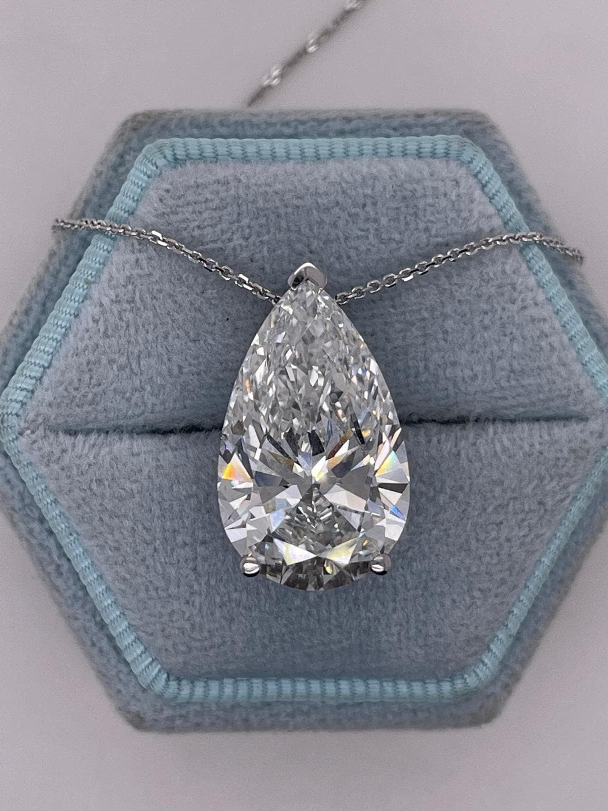 10 Carat F Color VVS2 Clarity Pear Cut Diamond Solitaire Pendant