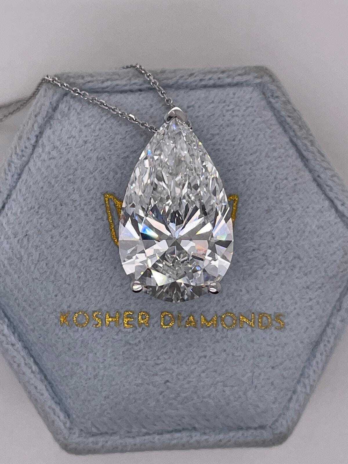 10 Carat F Color VVS2 Clarity Pear Cut Diamond Solitaire Pendant