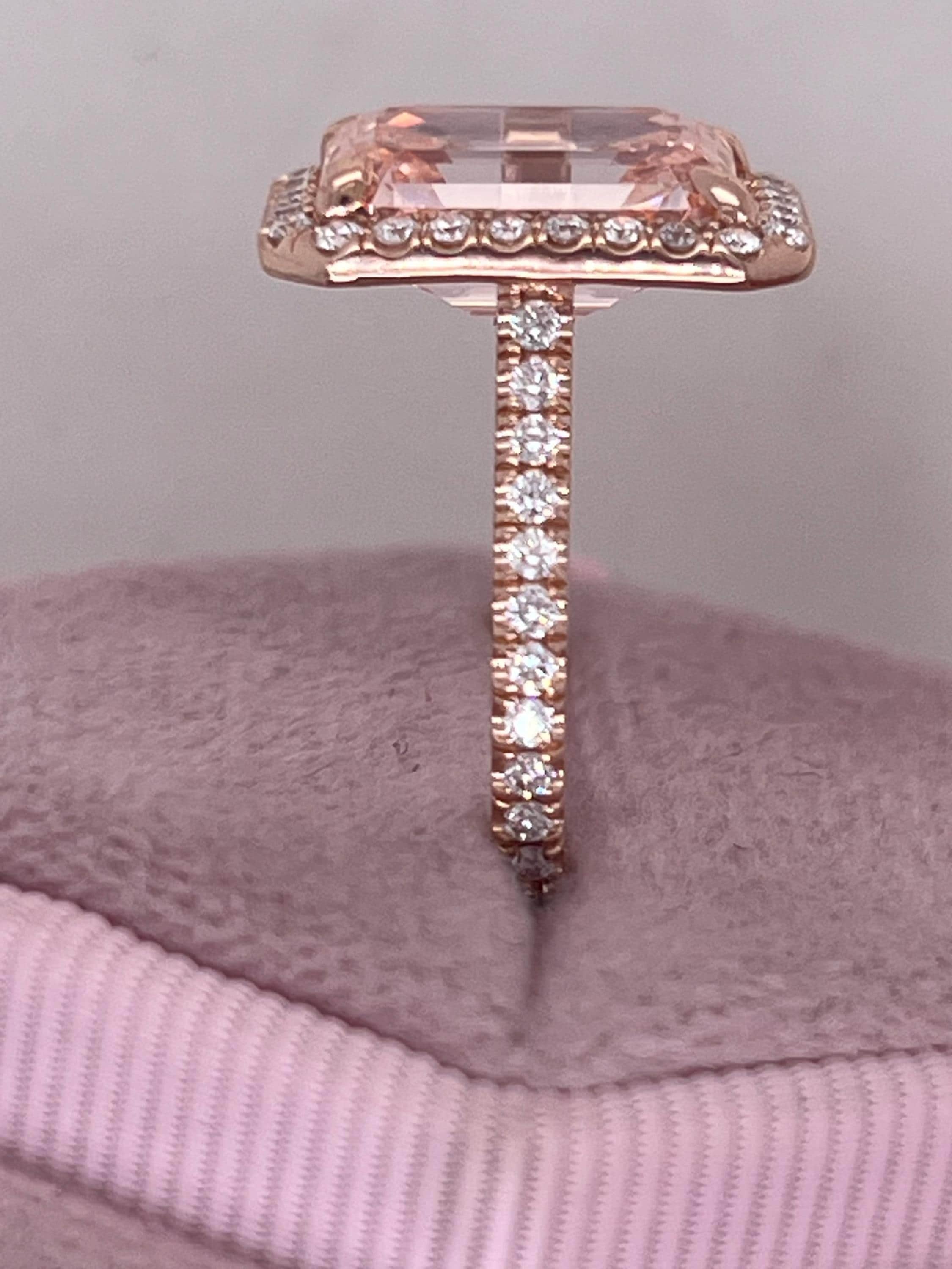 5.3 Carat Fancy Vivid Pink Color Emerald Cut Diamond Halo Engagement Ring