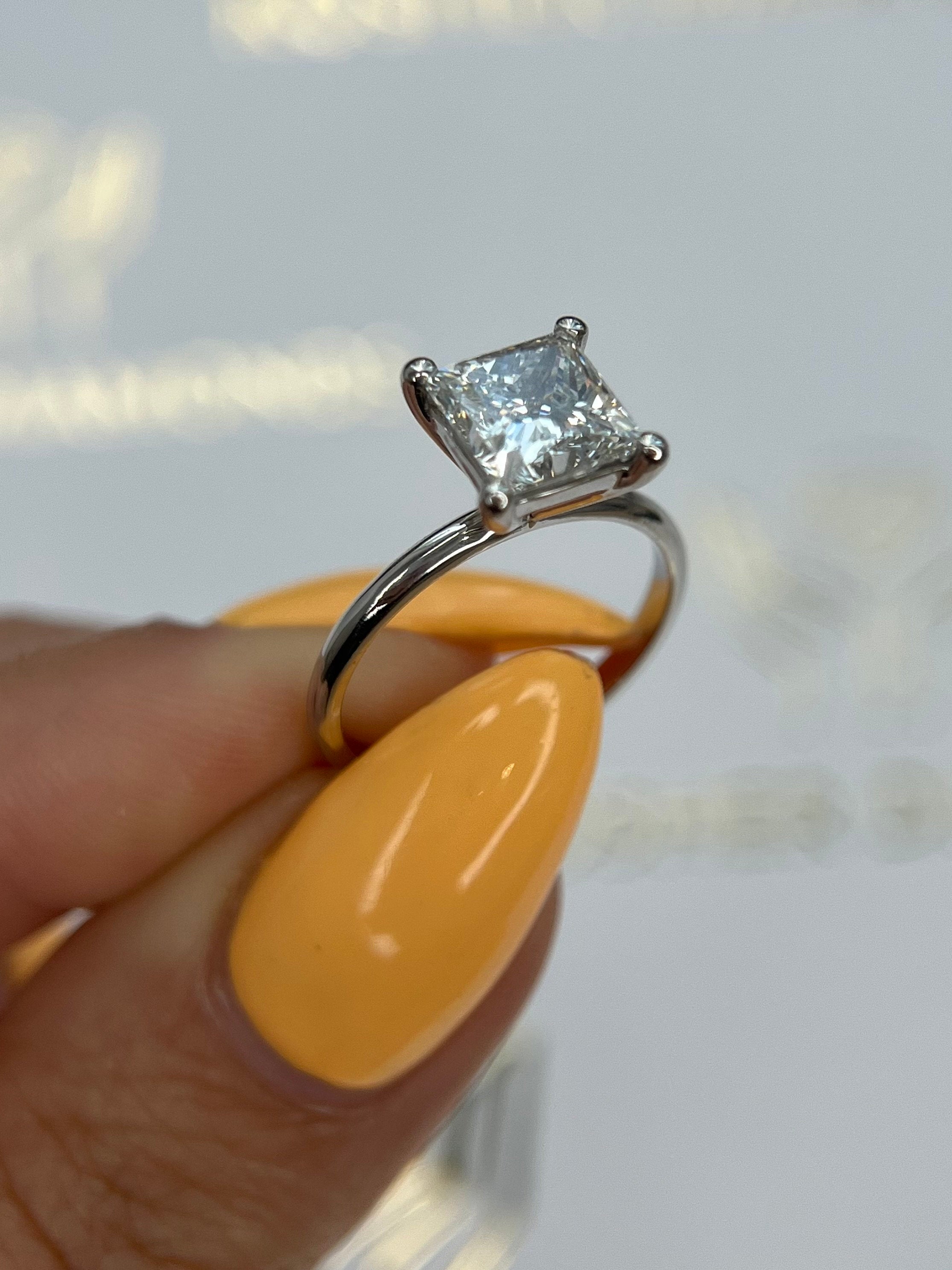 2 Carat Princess Excellent Cut Diamond Solitaire Engagement Ring