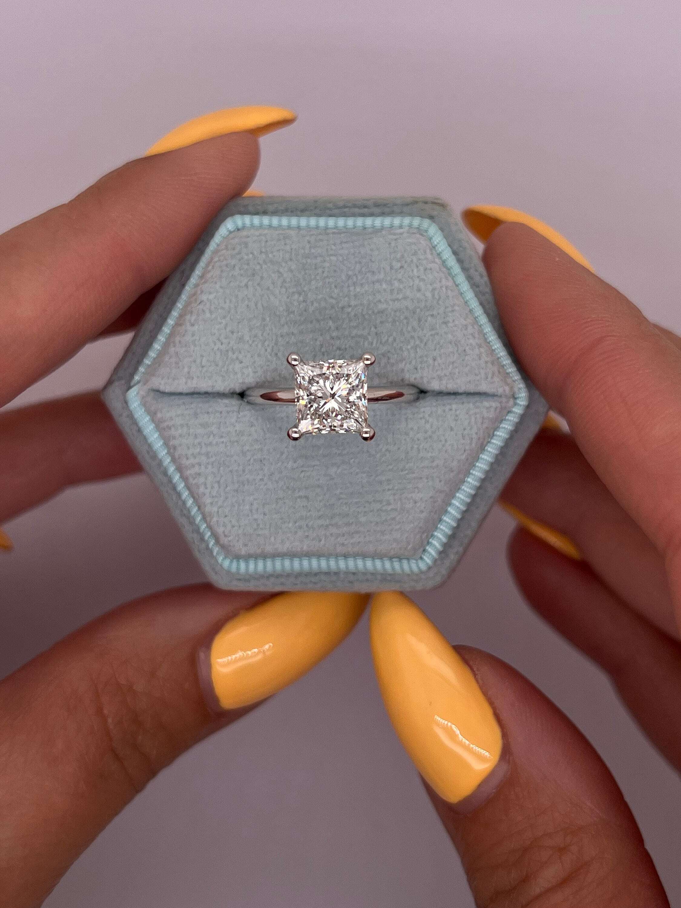 2 Carat Princess Excellent Cut Diamond Solitaire Engagement Ring