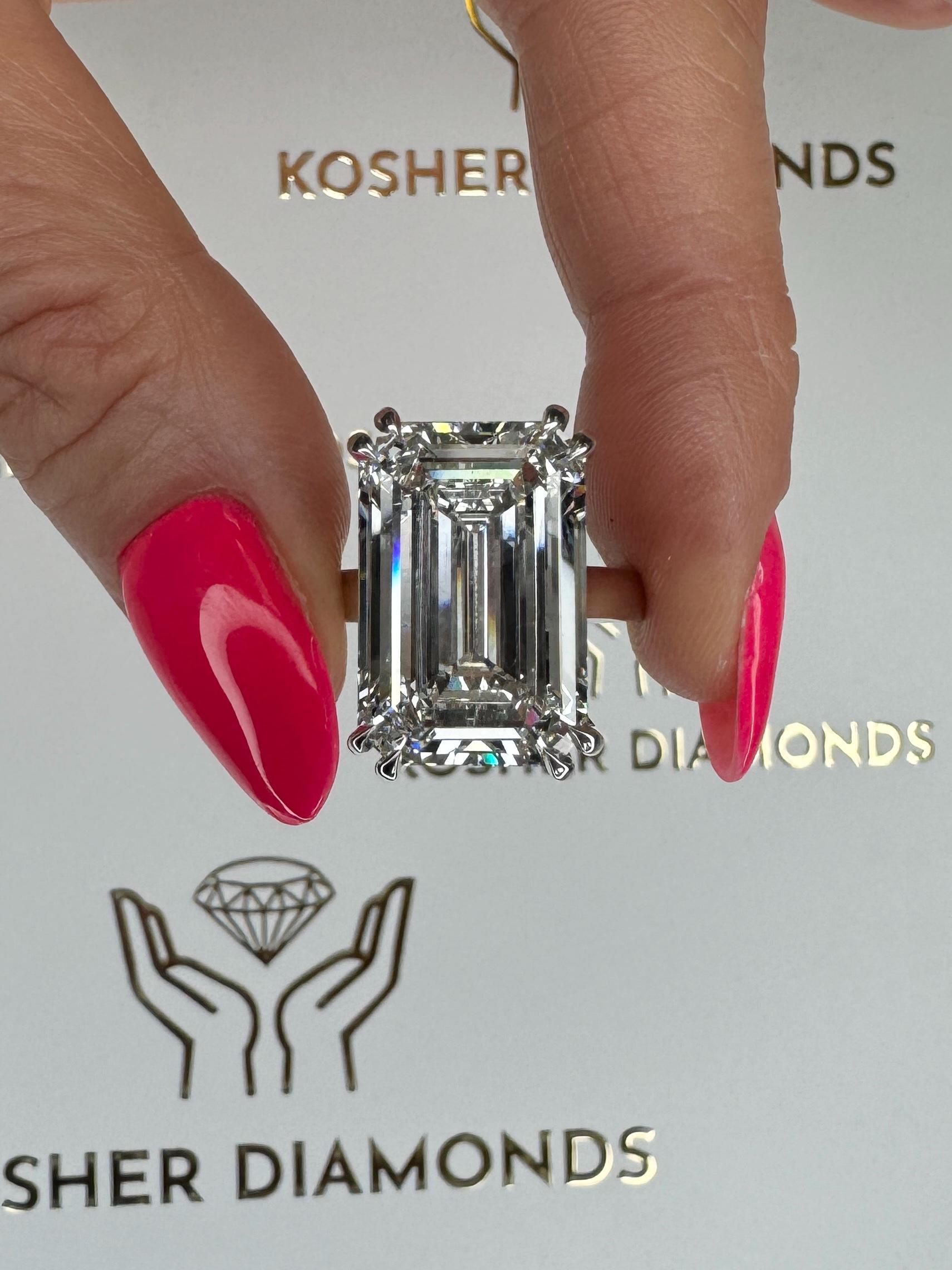 15 Carat Emerald Cut Solitaire Diamond Engagement Ring