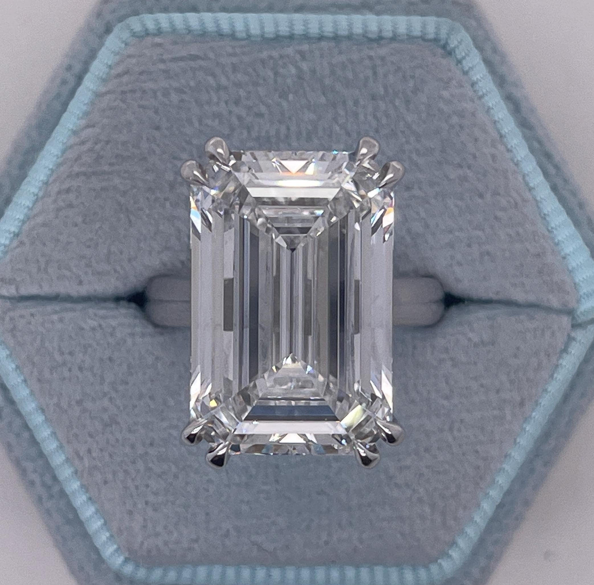 15 Carat Emerald Cut Solitaire Diamond Engagement Ring