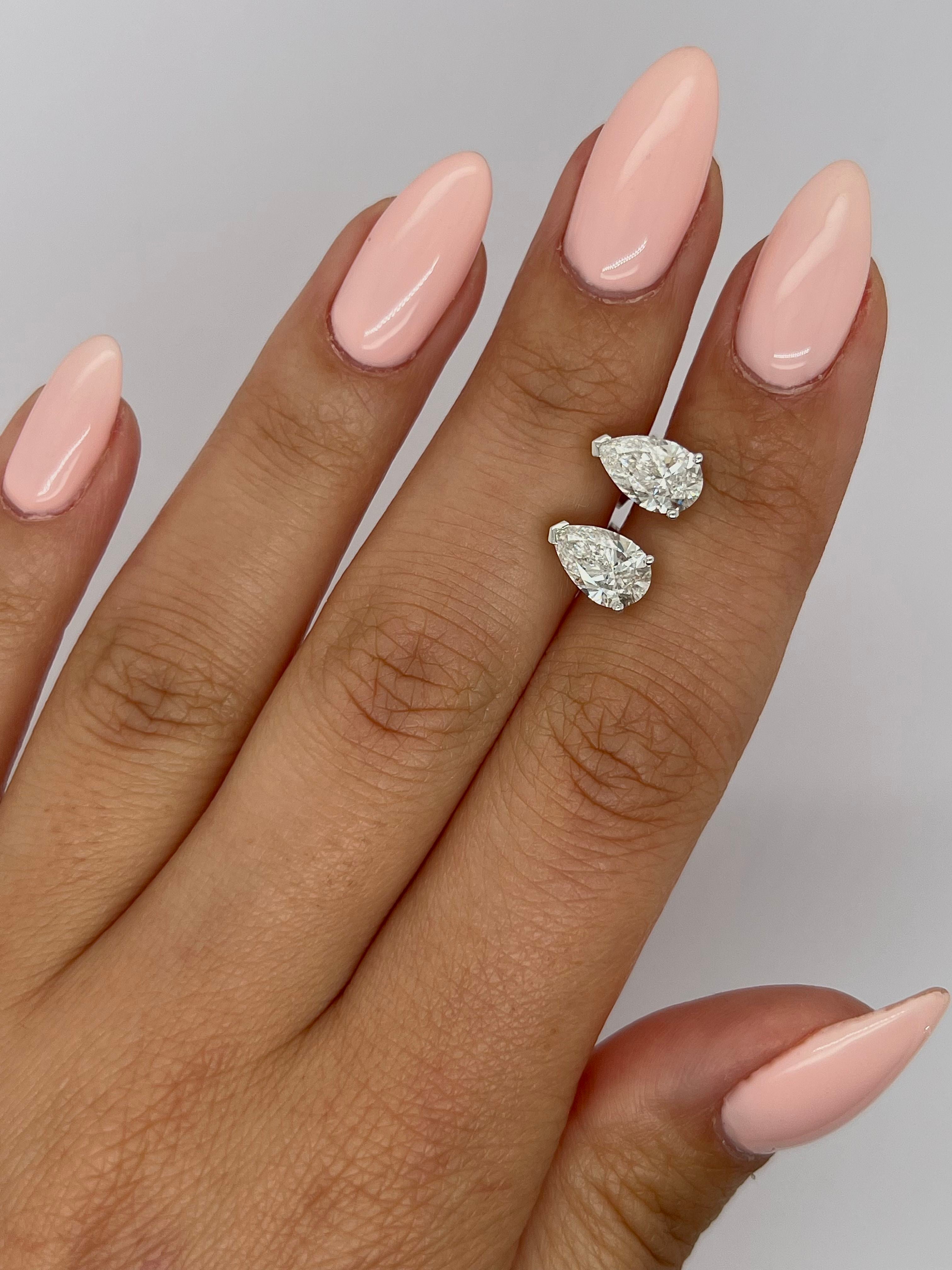 2 Carat Total Pear Cut Diamond Pushback Post Stud Earrings