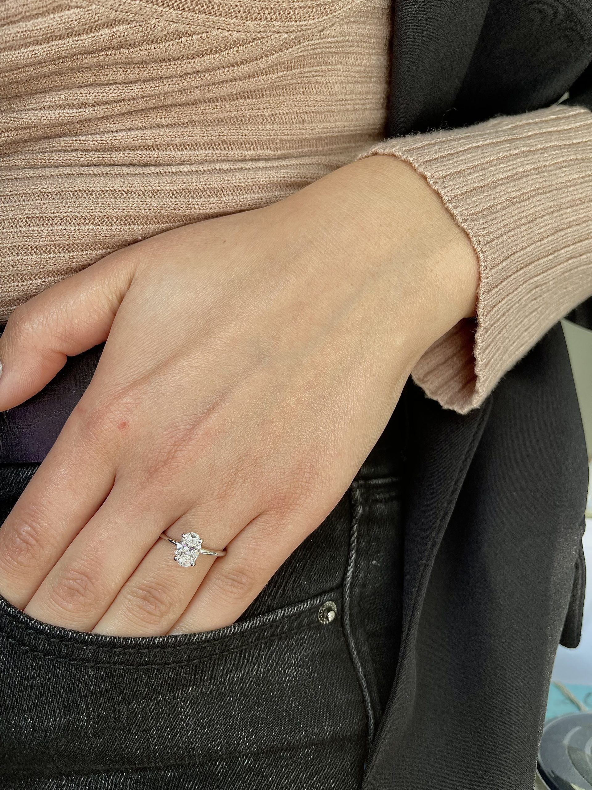 1 Carat Oval Cut Diamond Solitaire Engagement Ring
