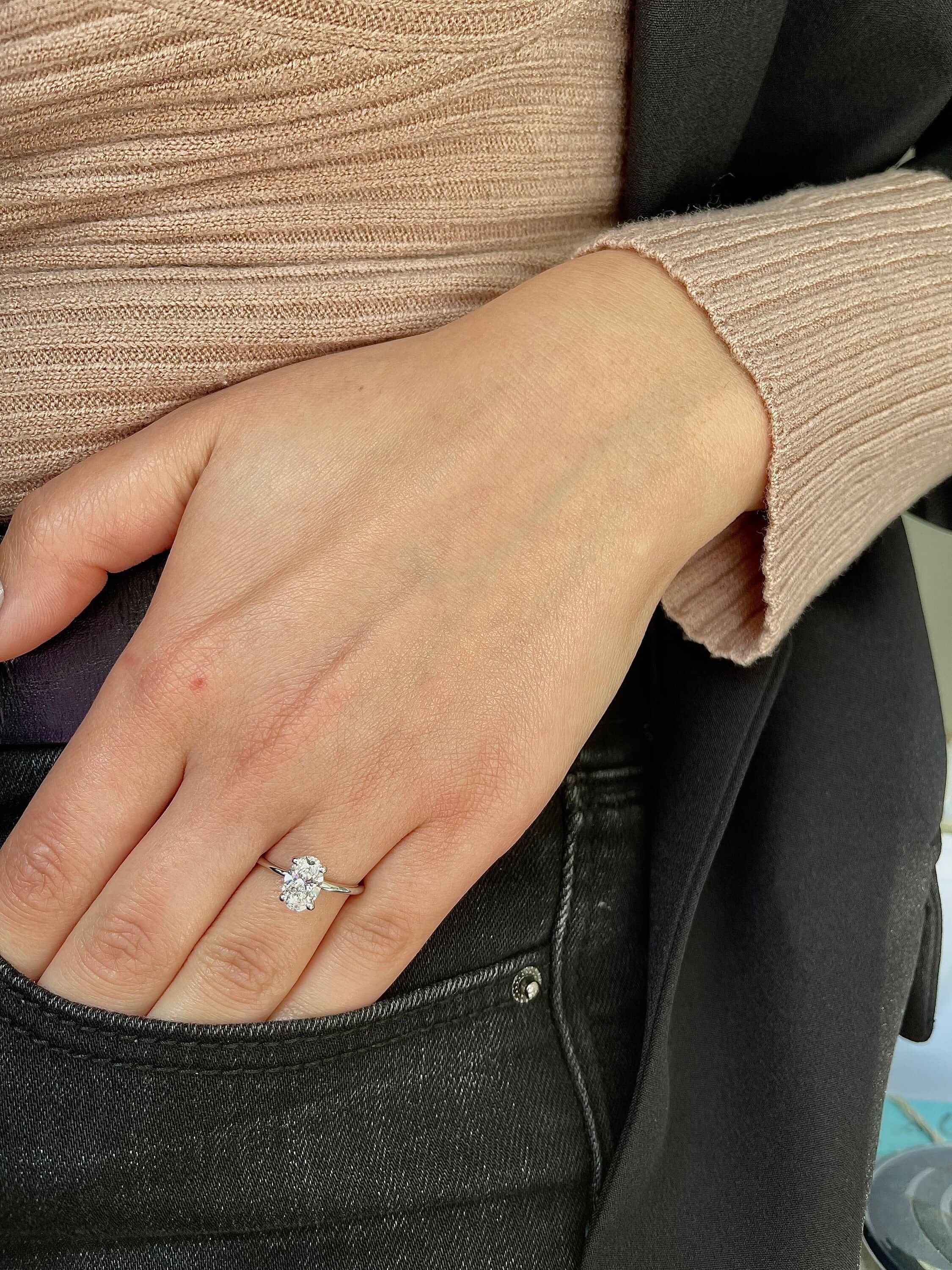 1 Carat Oval Cut Diamond Solitaire Engagement Ring