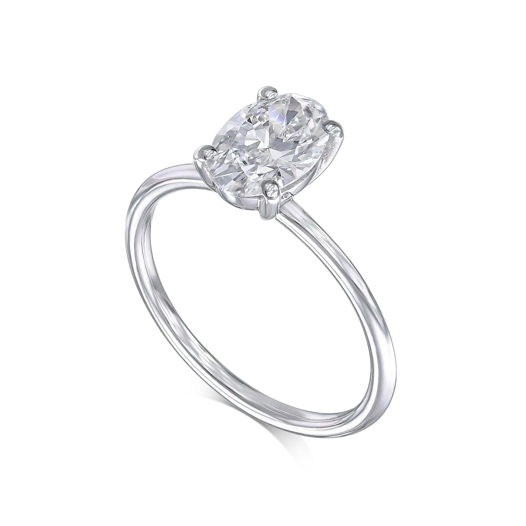 1 Carat Oval Cut Diamond Solitaire Engagement Ring