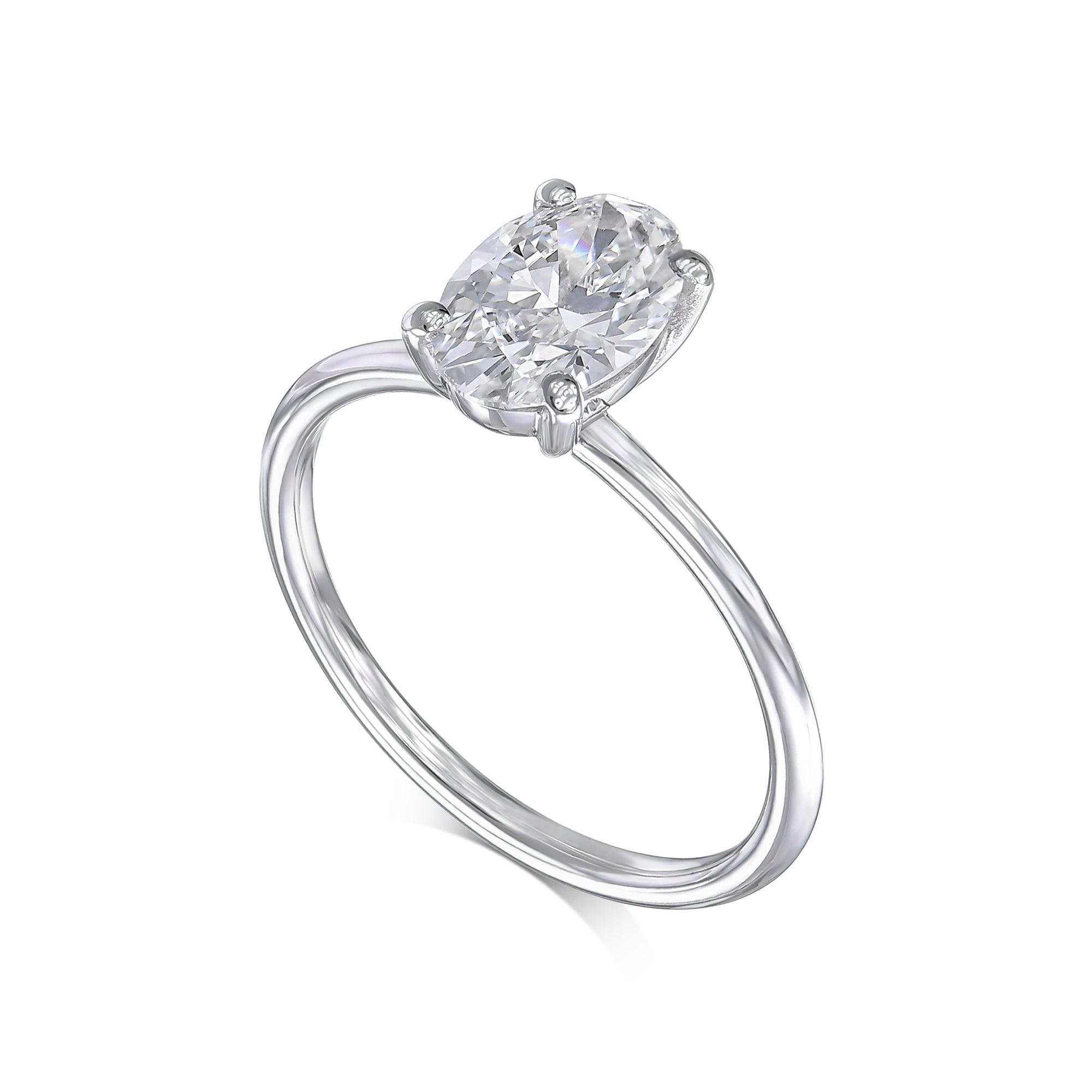 1 Carat Oval Cut Diamond Solitaire Engagement Ring