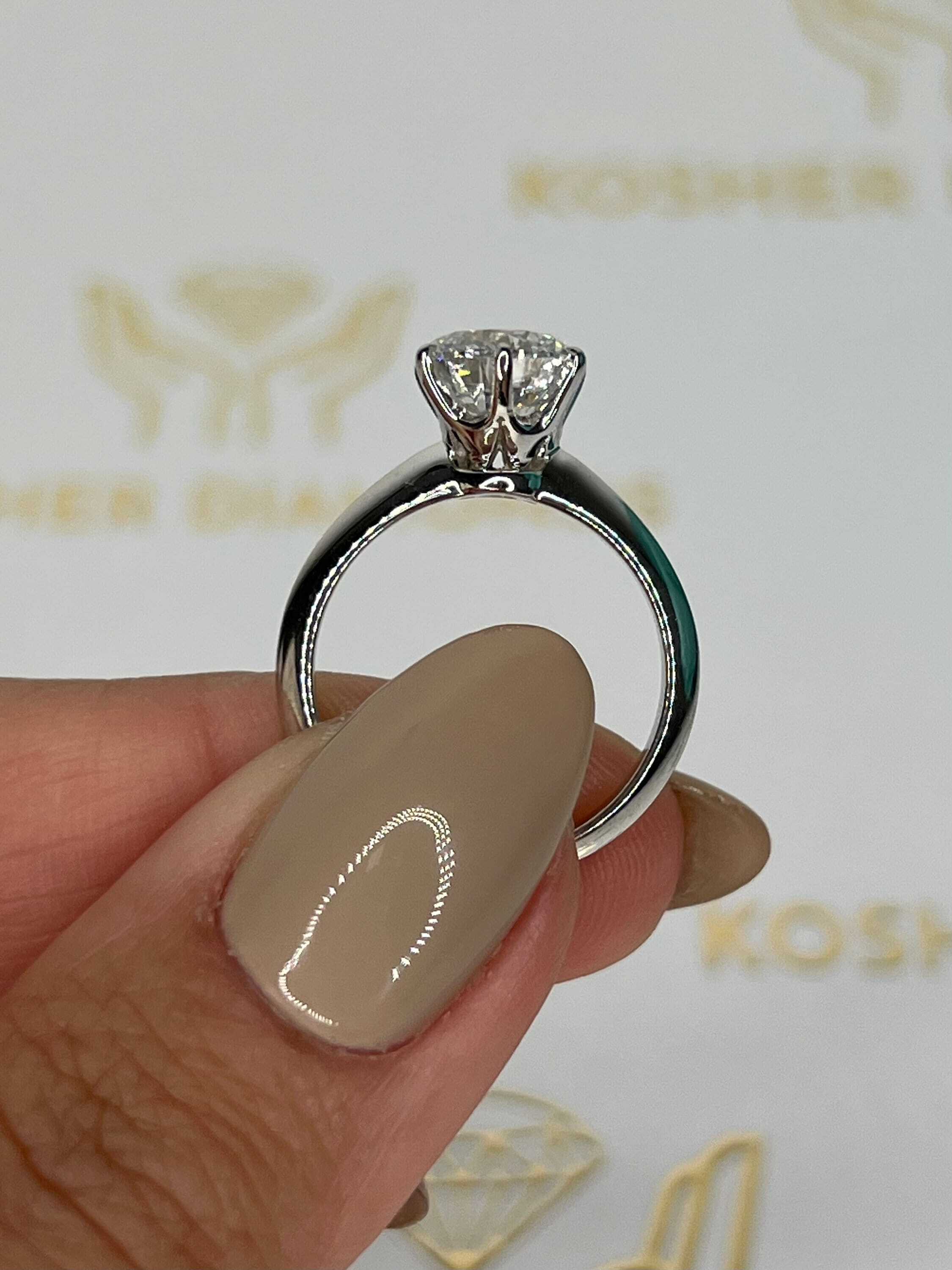 2 Carat Round Brilliant Ideal Cut Diamond Solitaire Engagement Ring, 6 Prong